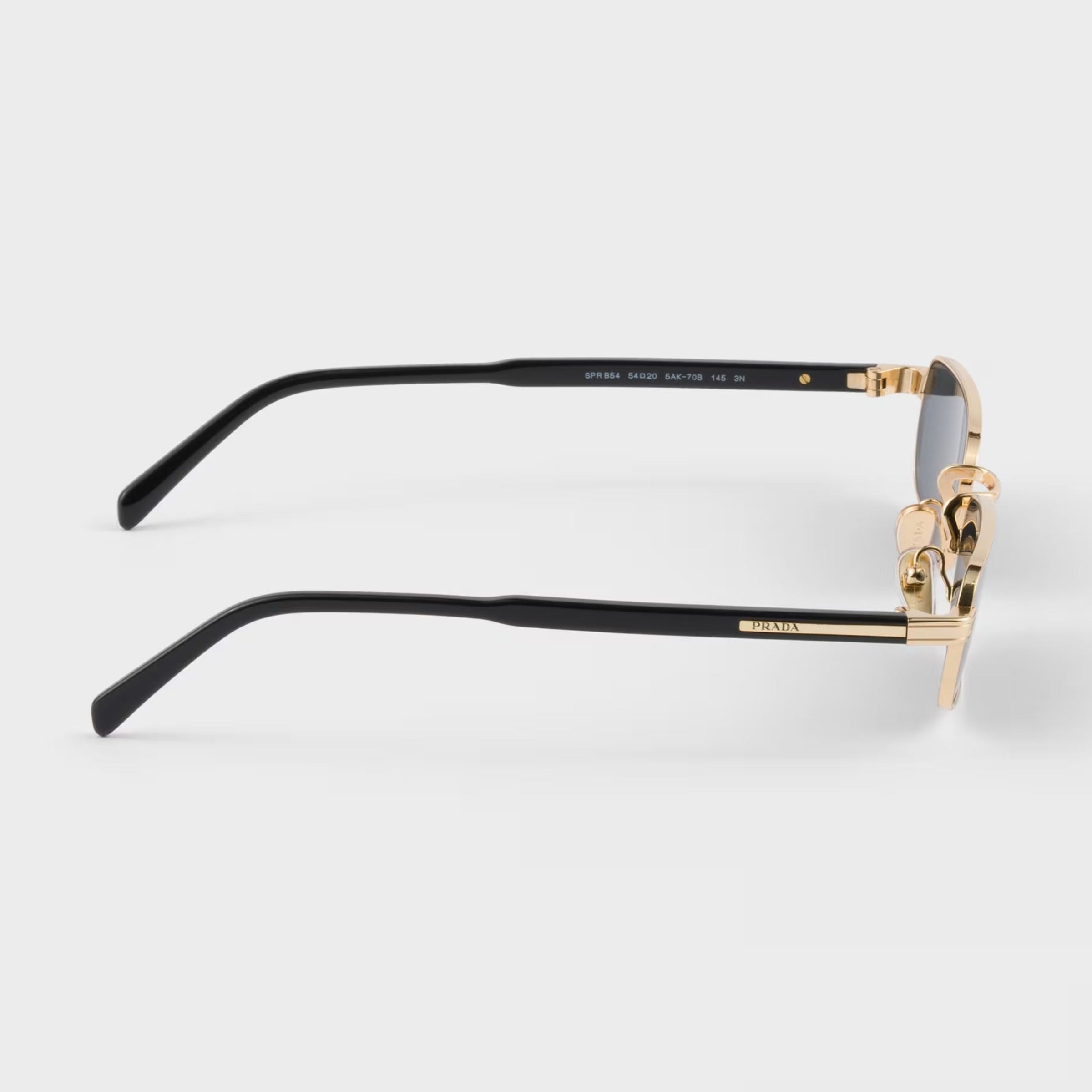 Prada Men Rectangular Frame Shiny Metallic Gold Sunglasses