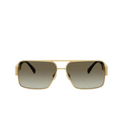 Versace Men Rectangular Frame Metallic Gold Sunglasses