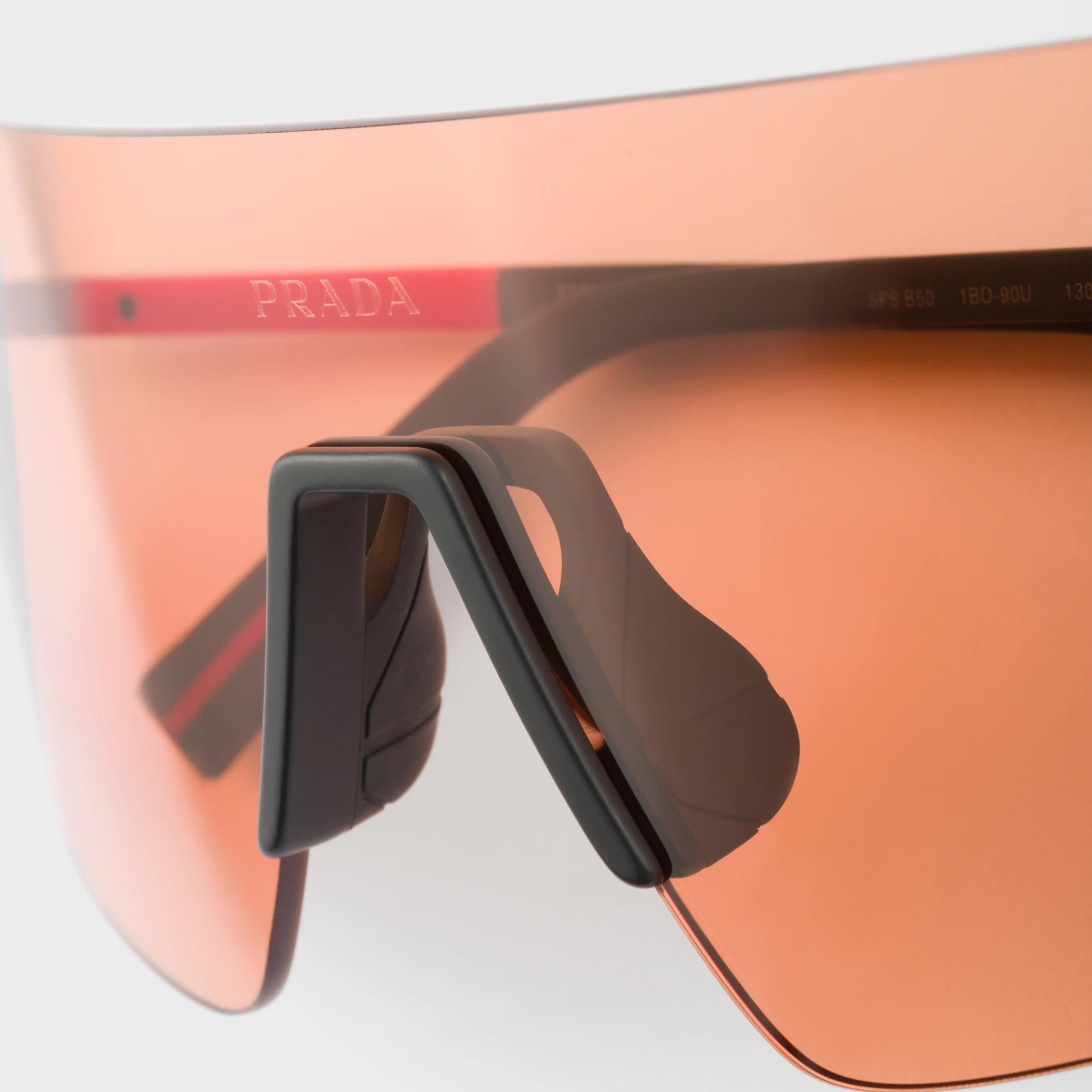 Prada Men Mask Rimless Frame Opaque Black Sunglasses