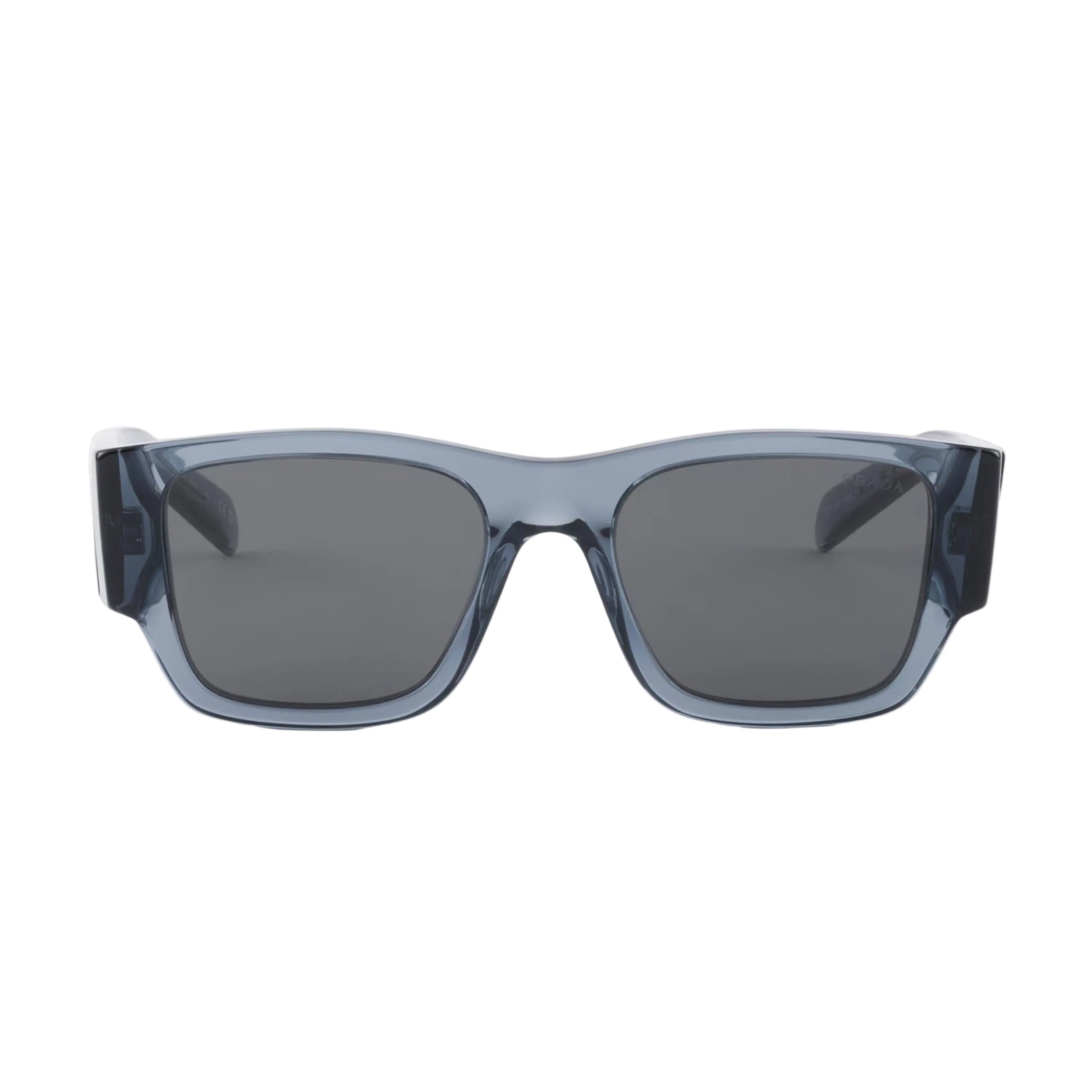 Prada Men Square Frame Transparent Ocean Blue Sunglasses
