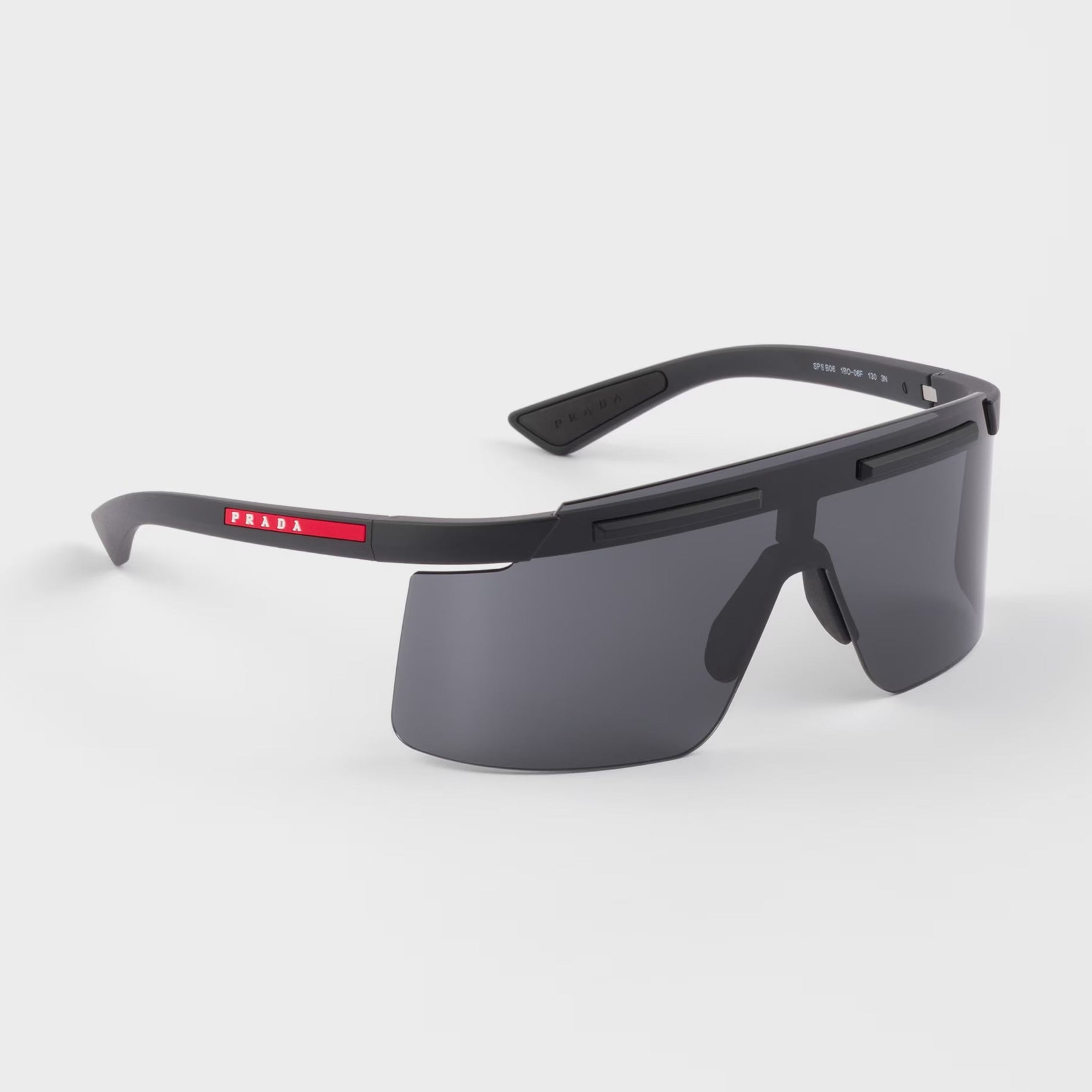 Prada Men Rimless  Frame Opaque Black Sunglasses