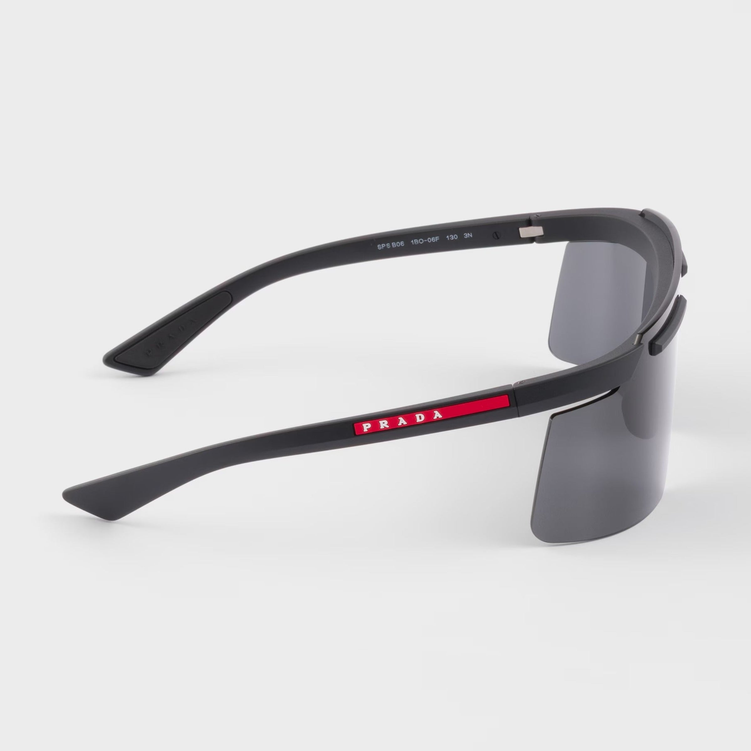 Prada Men Rimless  Frame Opaque Black Sunglasses