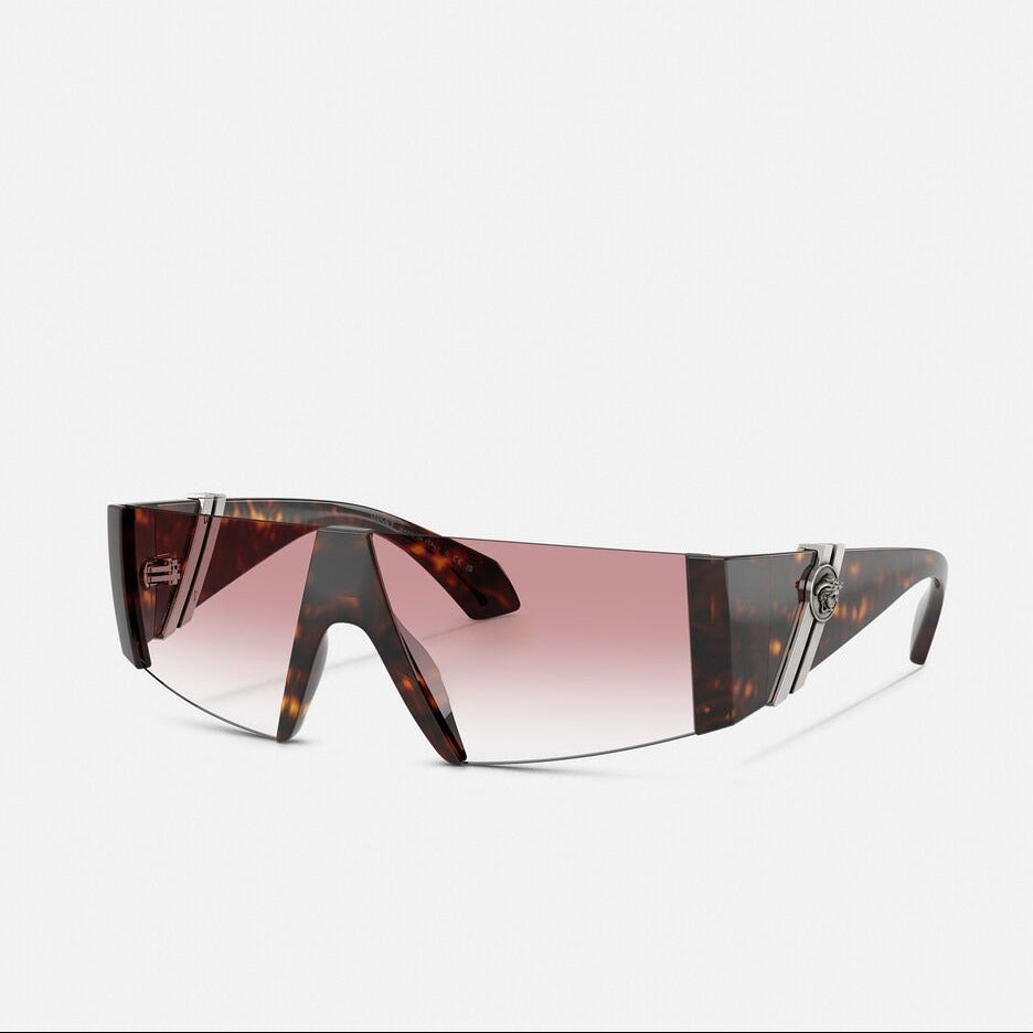 Versace Mask Rimless Frame Havana Sunglasses