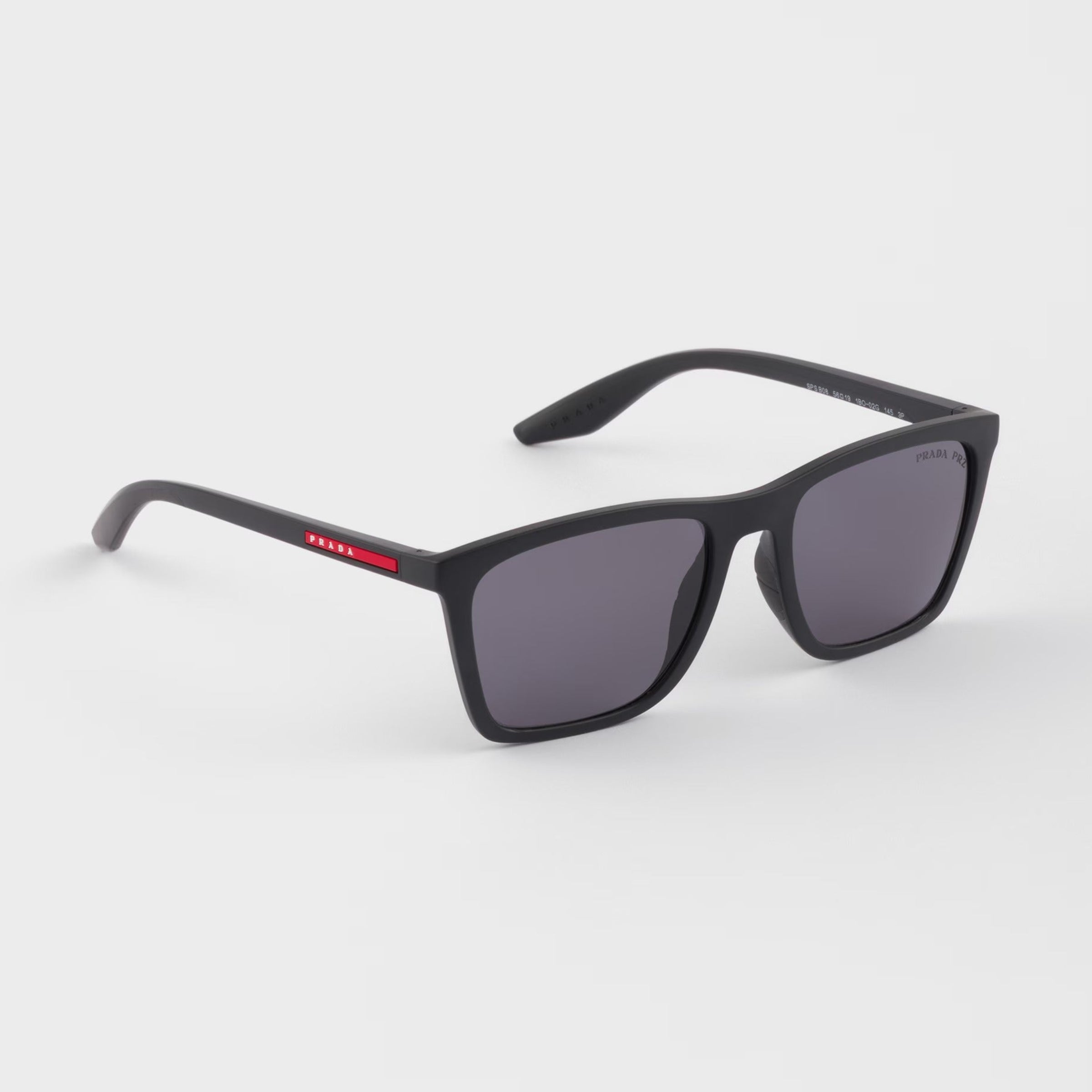 Prada Men Square Frame Shiny Opaque Black Sunglasses