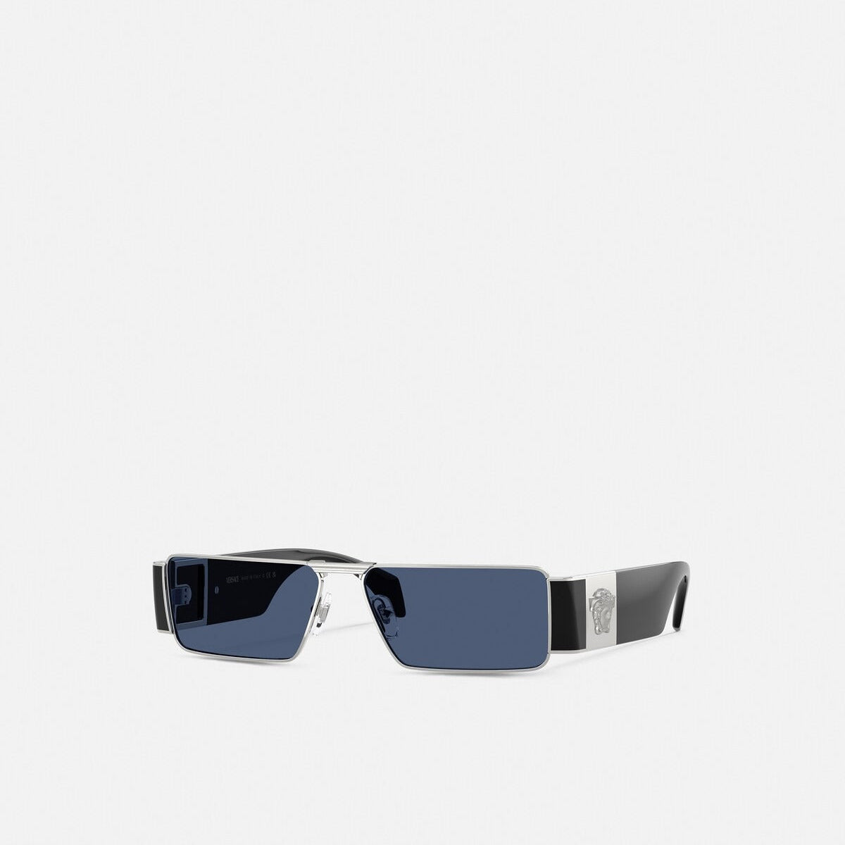 Versace Men Rectangular Frame Silver Sunglasses