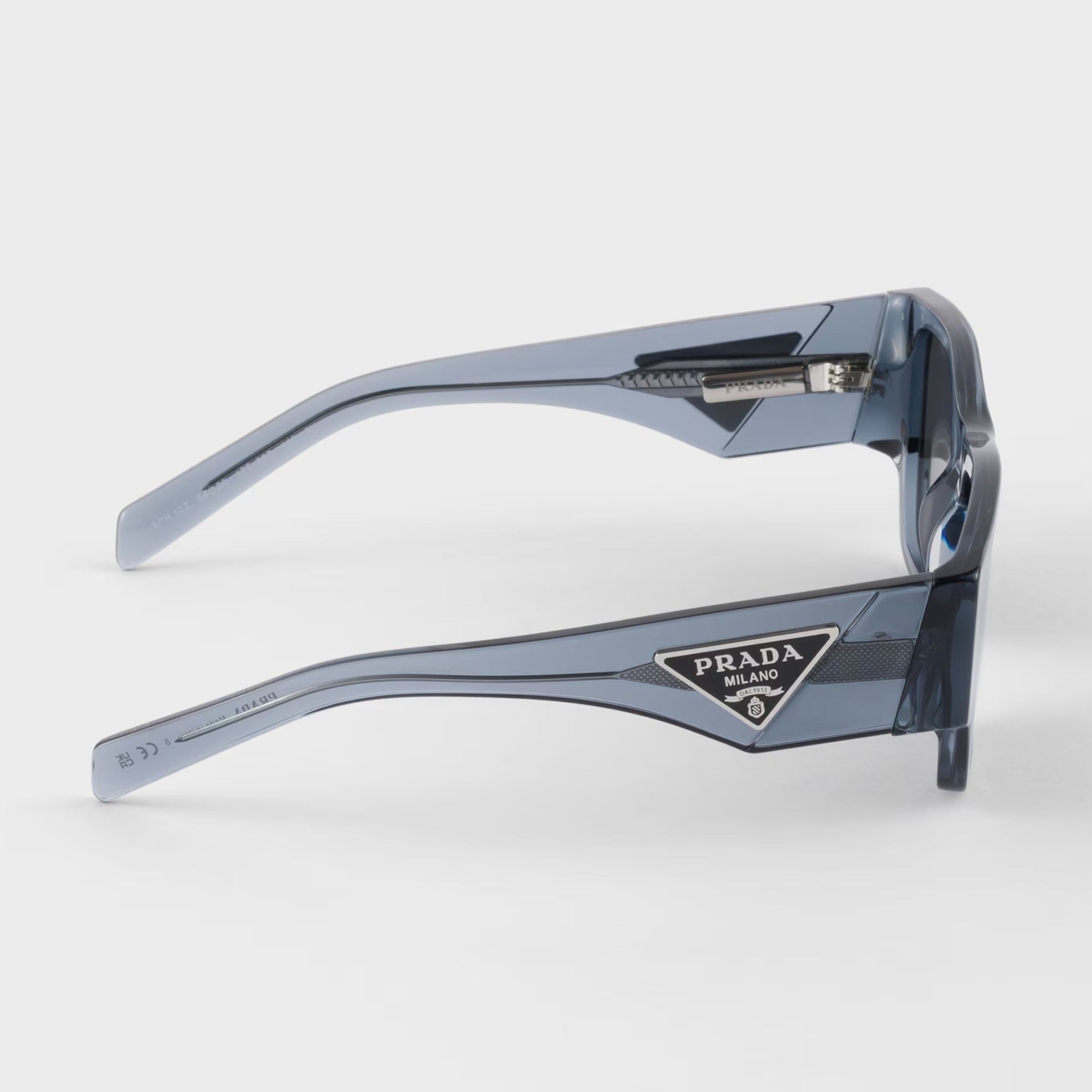 Prada Men Square Frame Transparent Ocean Blue Sunglasses