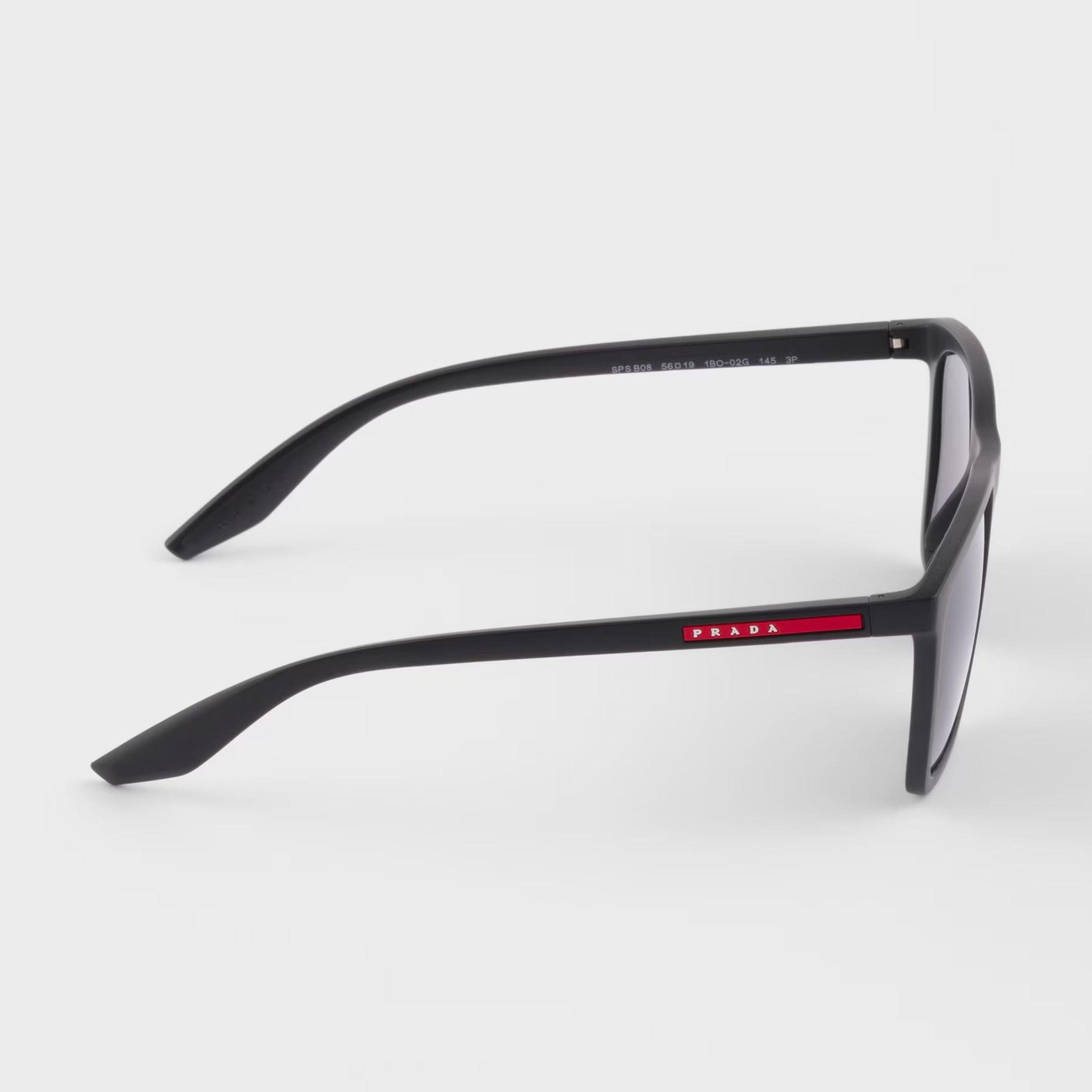 Prada Men Square Frame Shiny Opaque Black Sunglasses