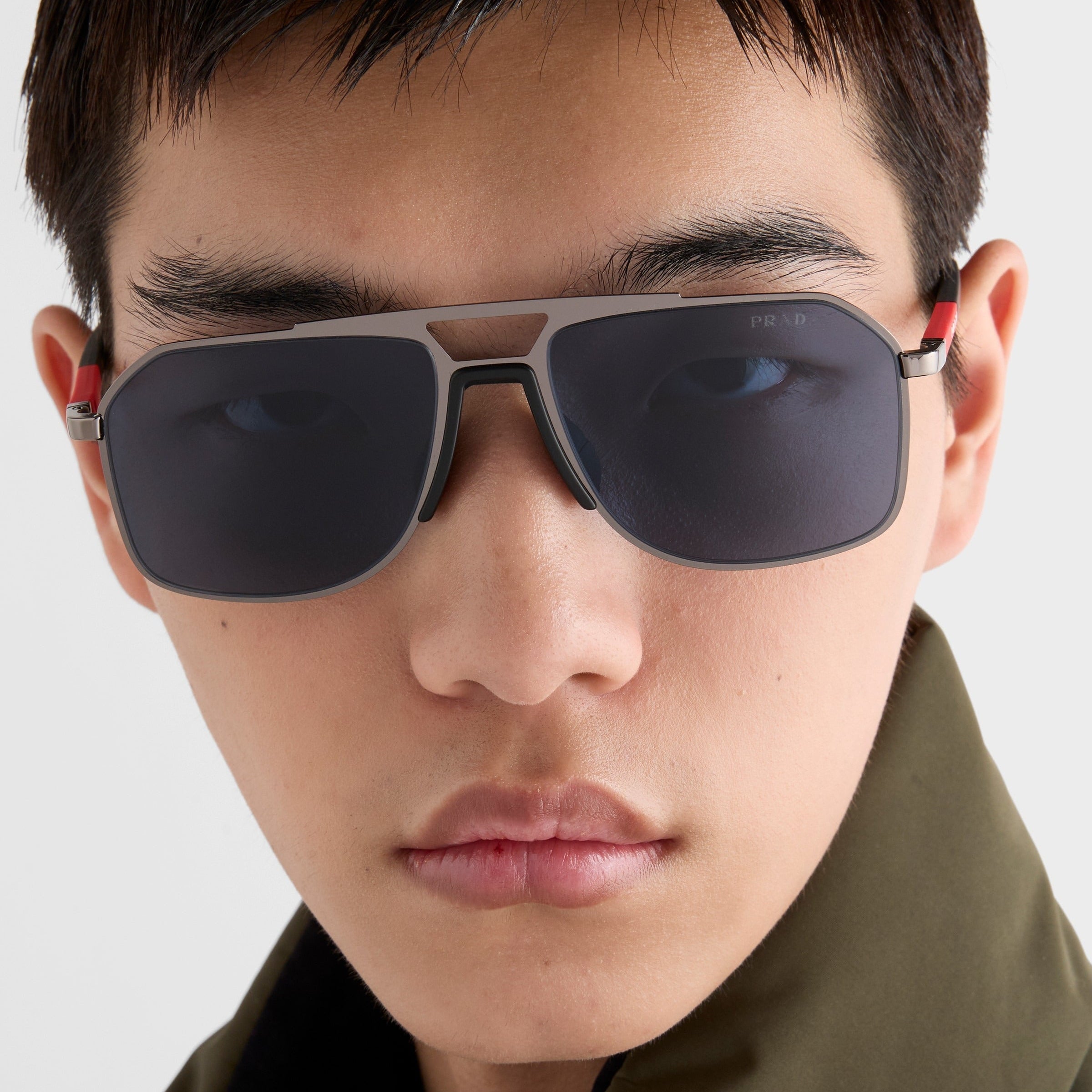 Prada Men Pilot Frame Lead Gray Sunglasses