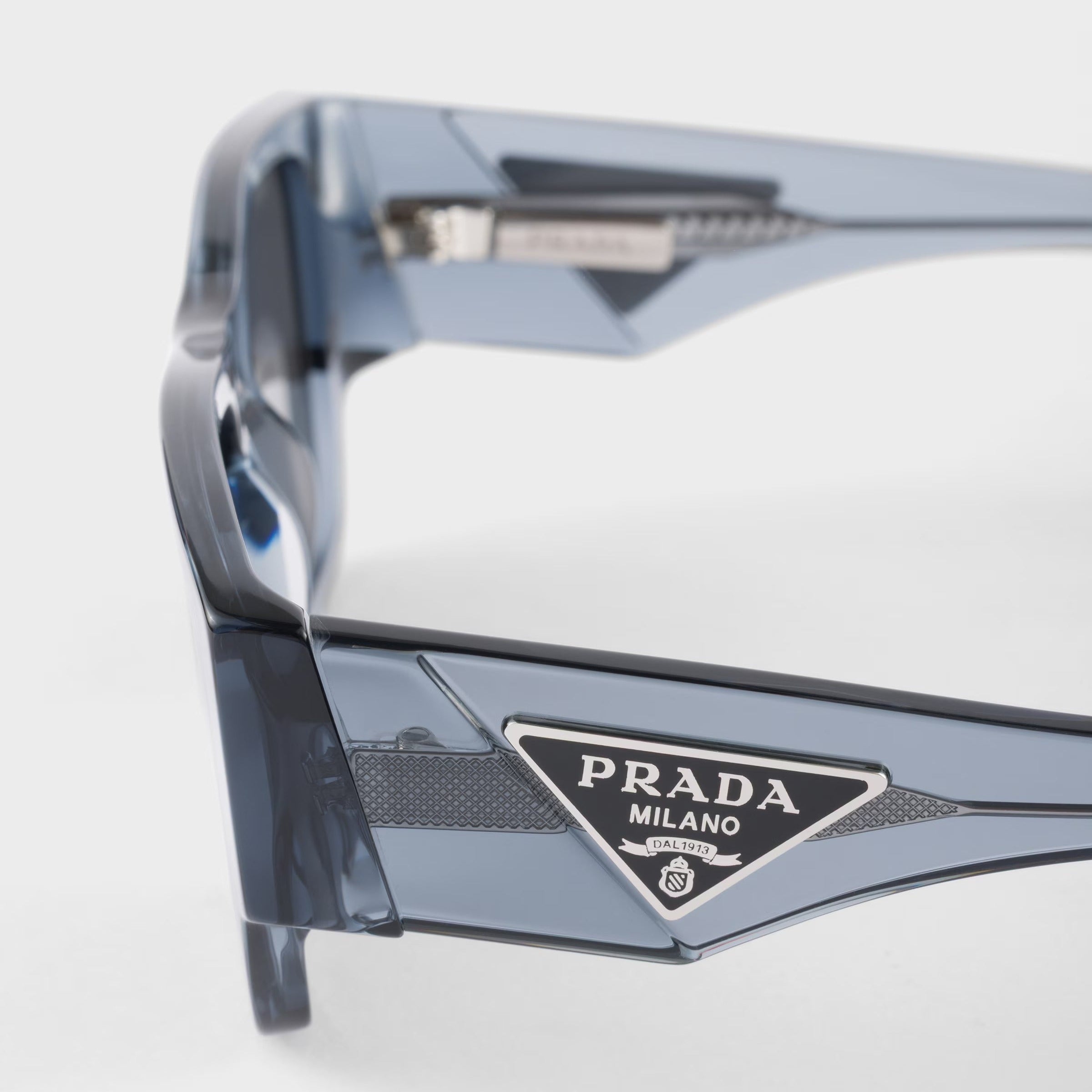 Prada Men Square Frame Transparent Ocean Blue Sunglasses