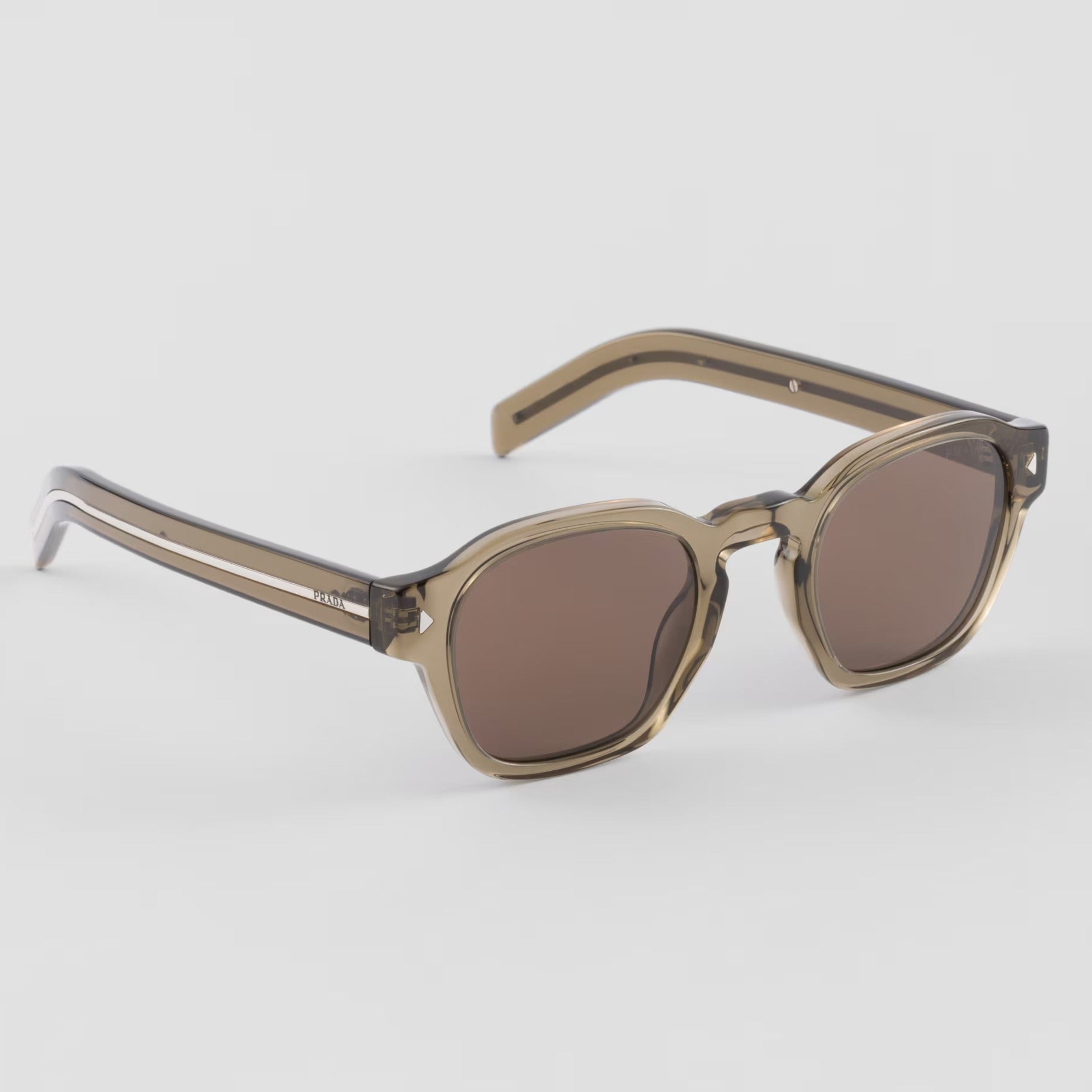 Prada Men Pantos Frame Shiny Transparent Brown Sunglasses