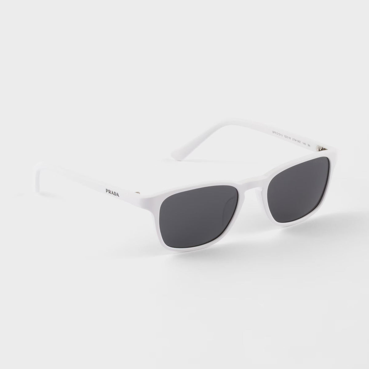 Prada Men Rectangular Frame Shiny White Sunglasses