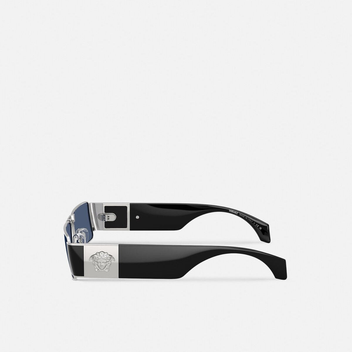 Versace Men Rectangular Frame Silver Sunglasses