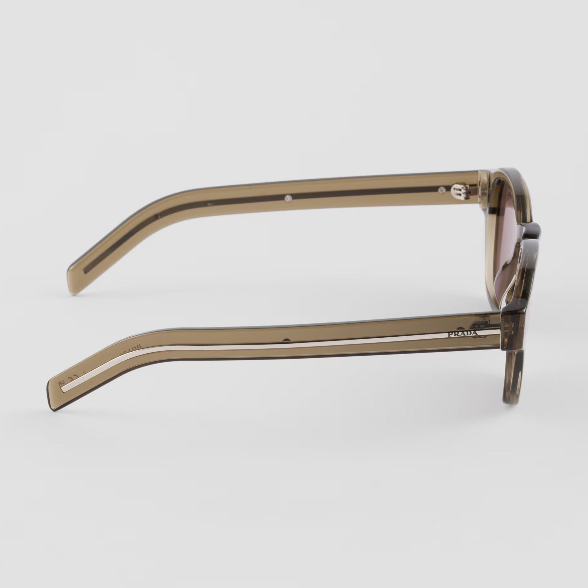 Prada Men Pantos Frame Shiny Transparent Brown Sunglasses