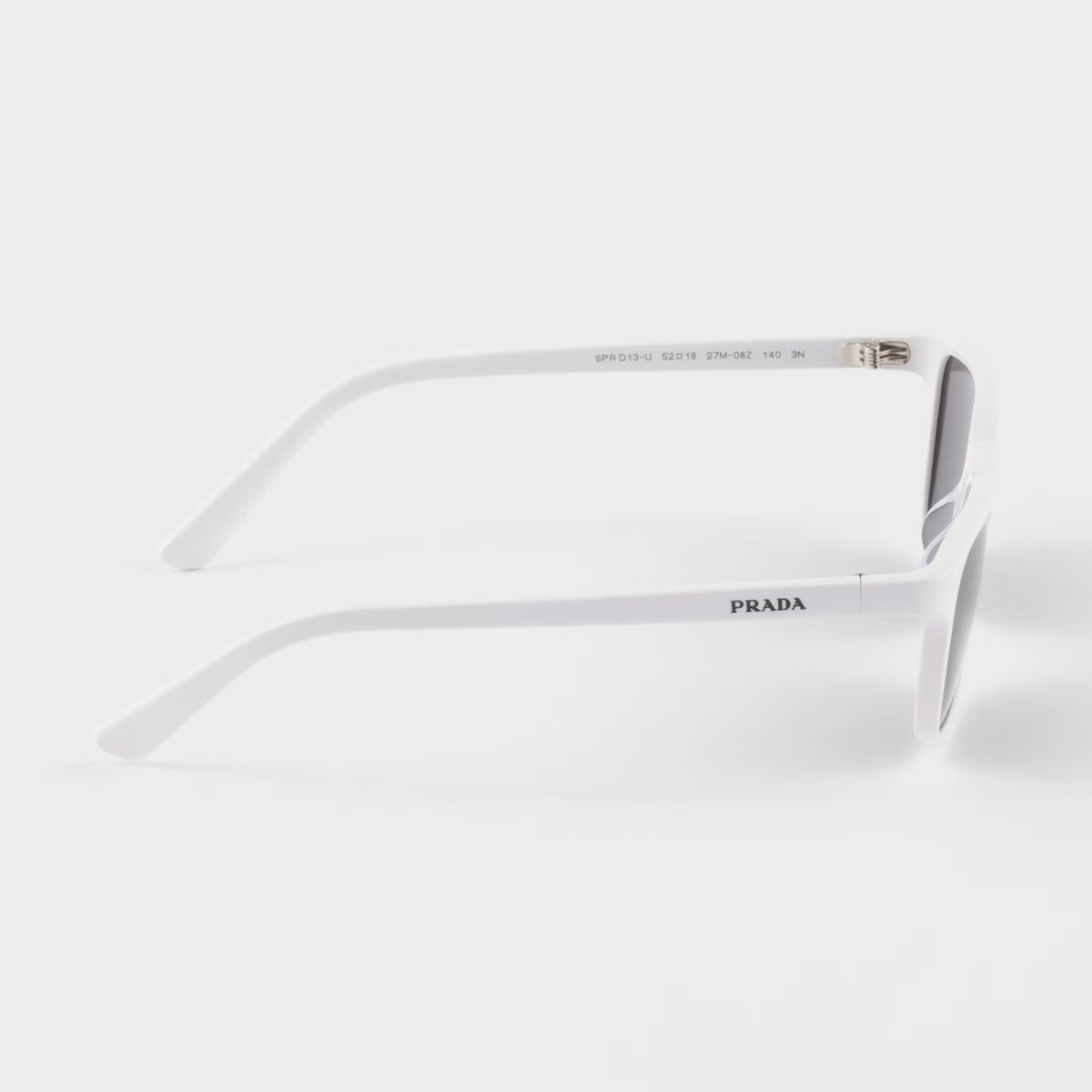 Prada Men Rectangular Frame Shiny White Sunglasses