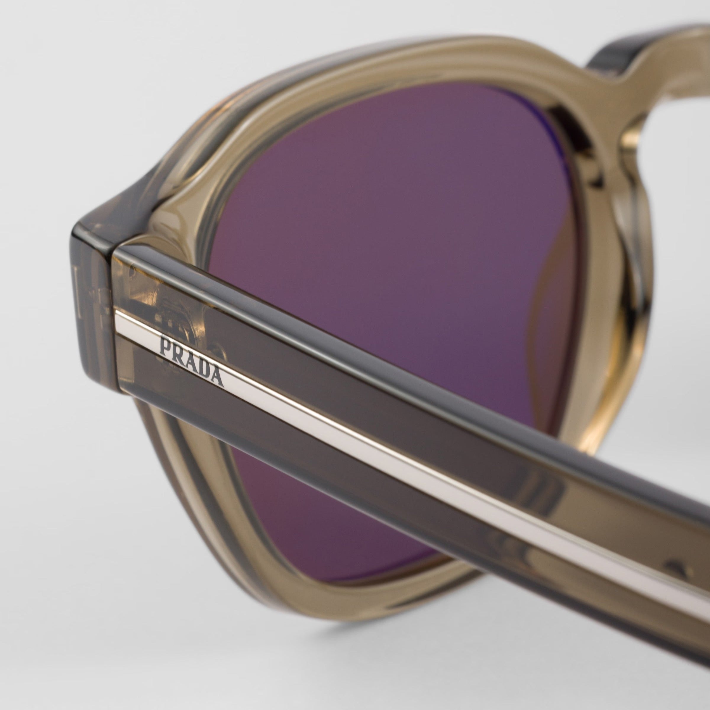 Prada Men Pantos Frame Shiny Transparent Brown Sunglasses