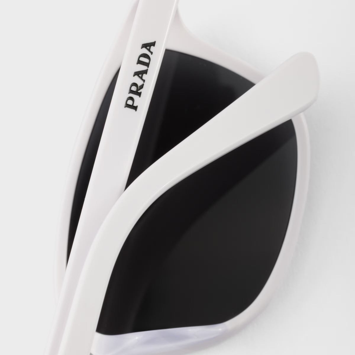 Prada Men Rectangular Frame Shiny White Sunglasses