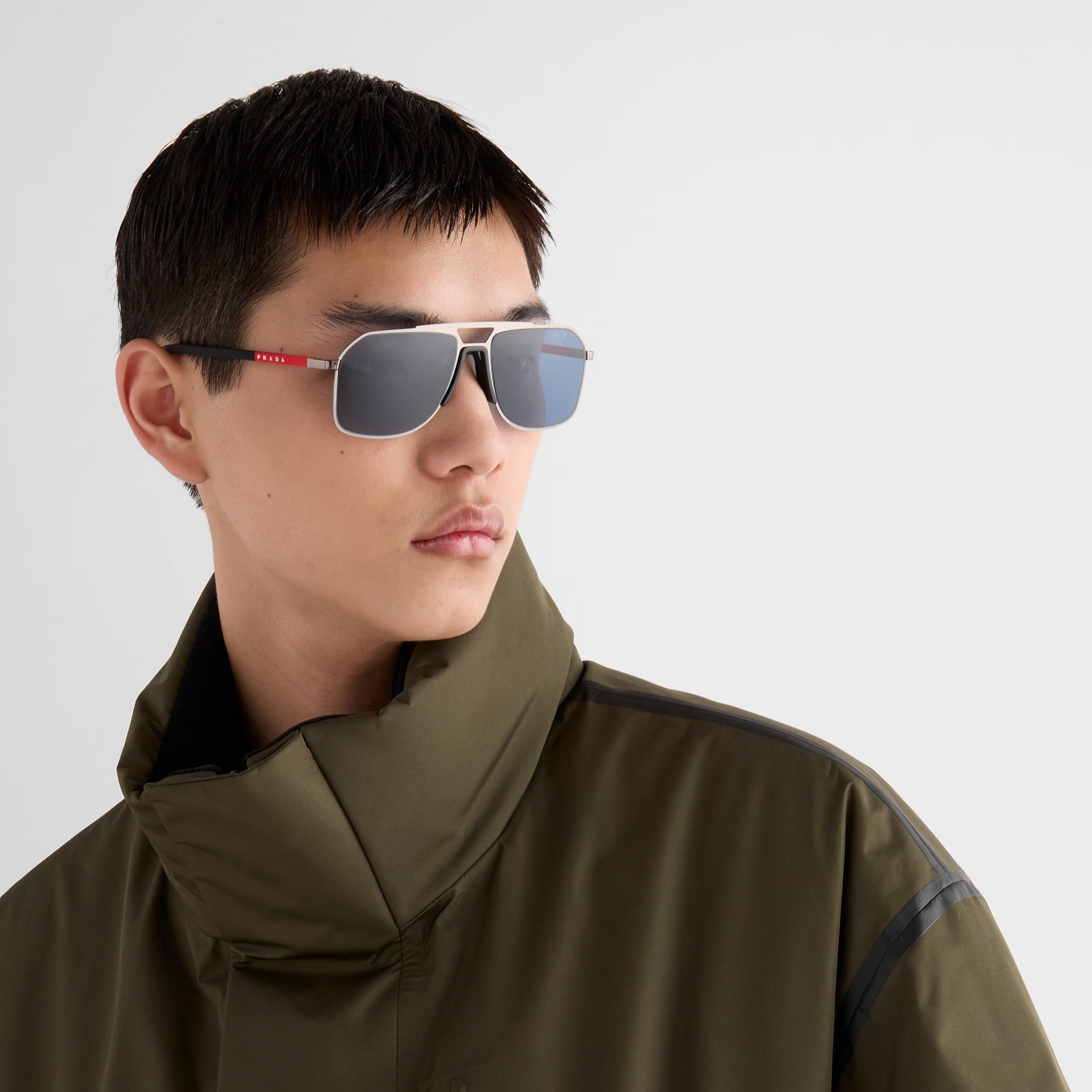 Prada Men Pilot Frame Lead Gray Sunglasses