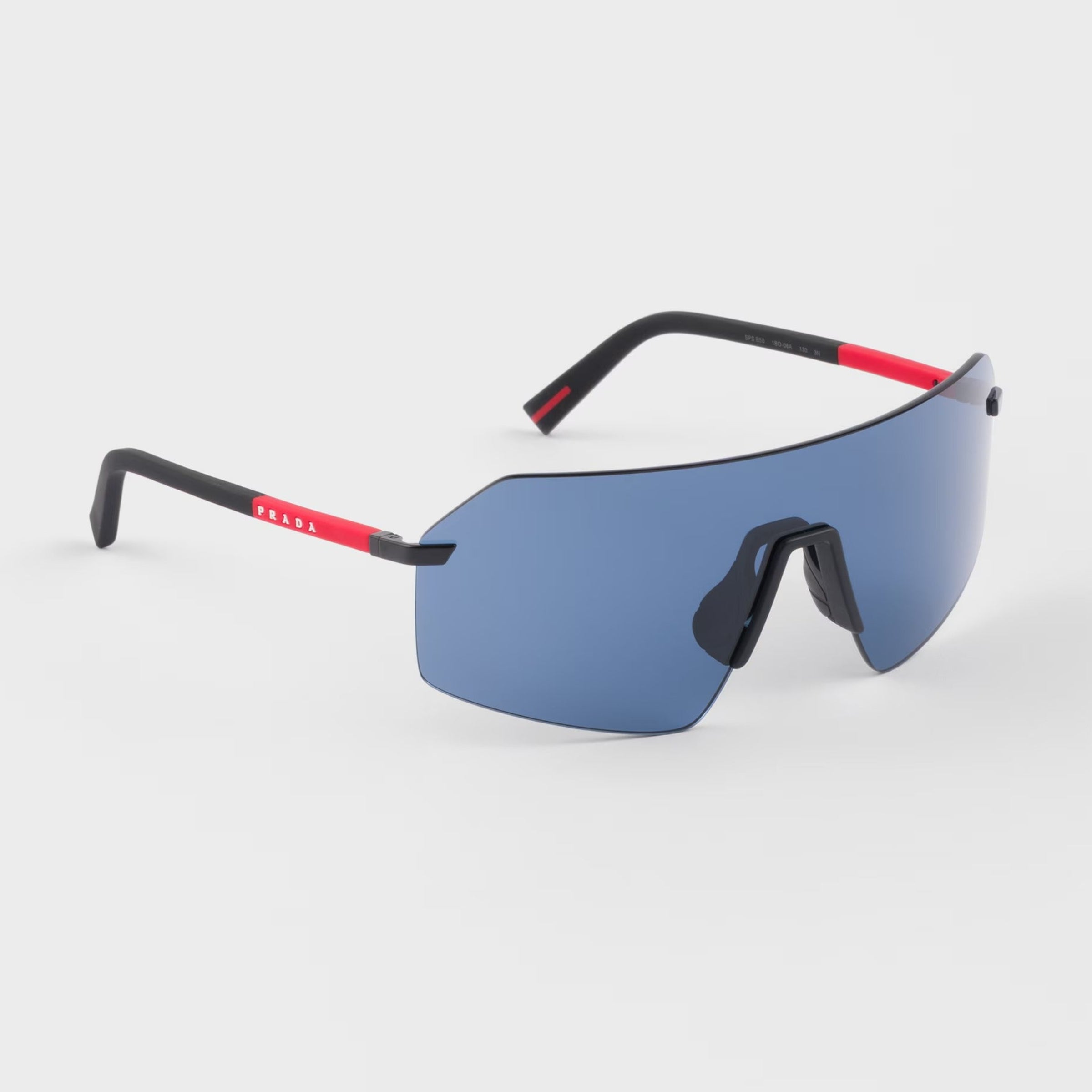 Prada Men Mask Rimless Frame Black Sunglasses