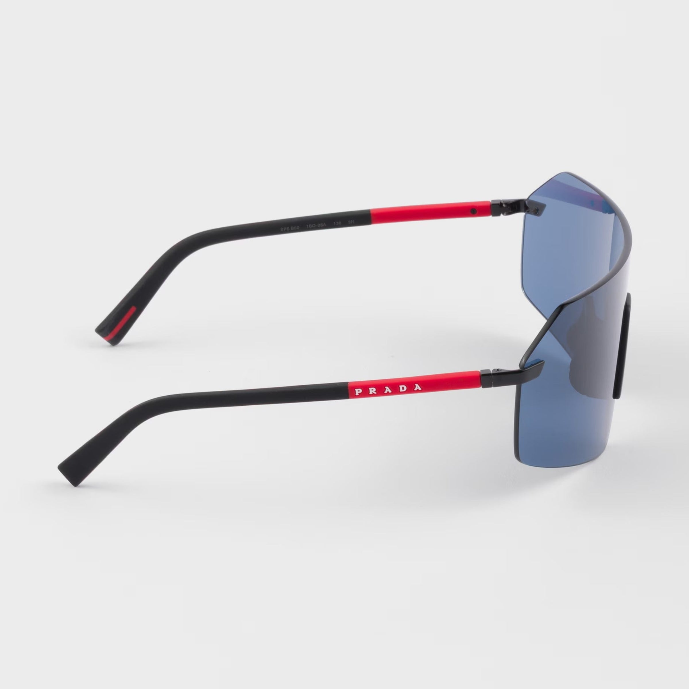 Prada Men Mask Rimless Frame Black Sunglasses