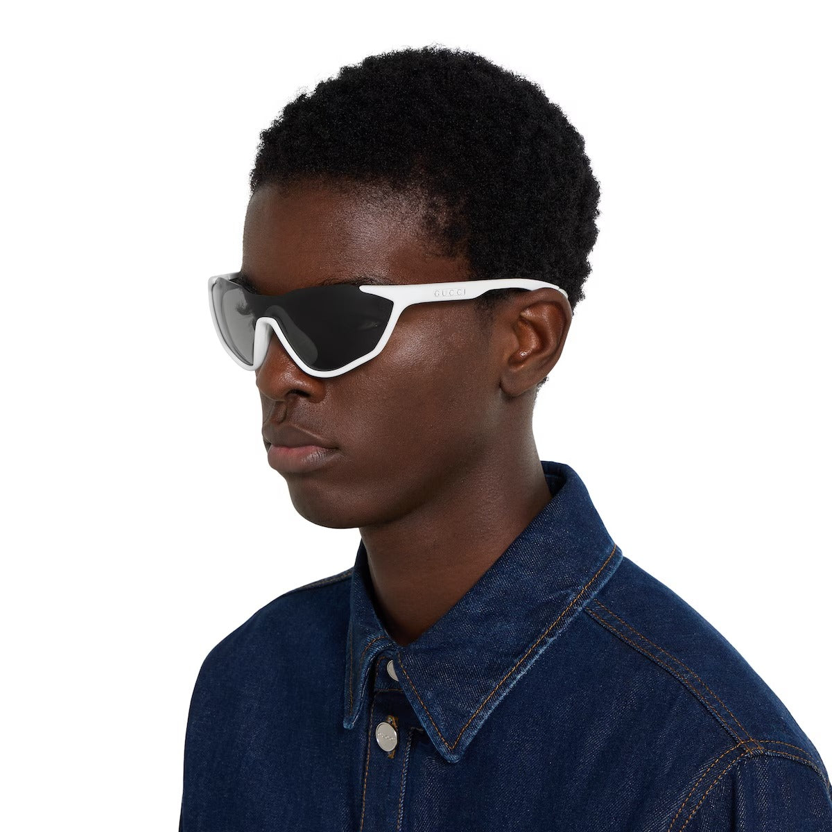 Gucci Men Mask-shaped White Sunglasses