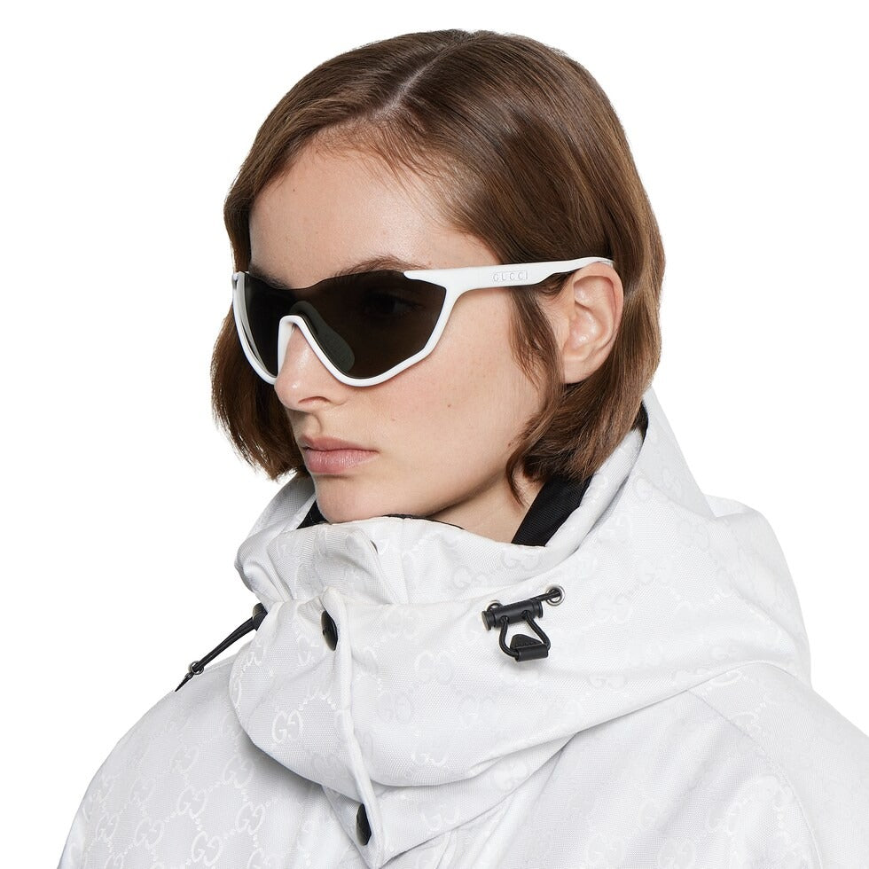 Gucci Men Mask-shaped White Sunglasses