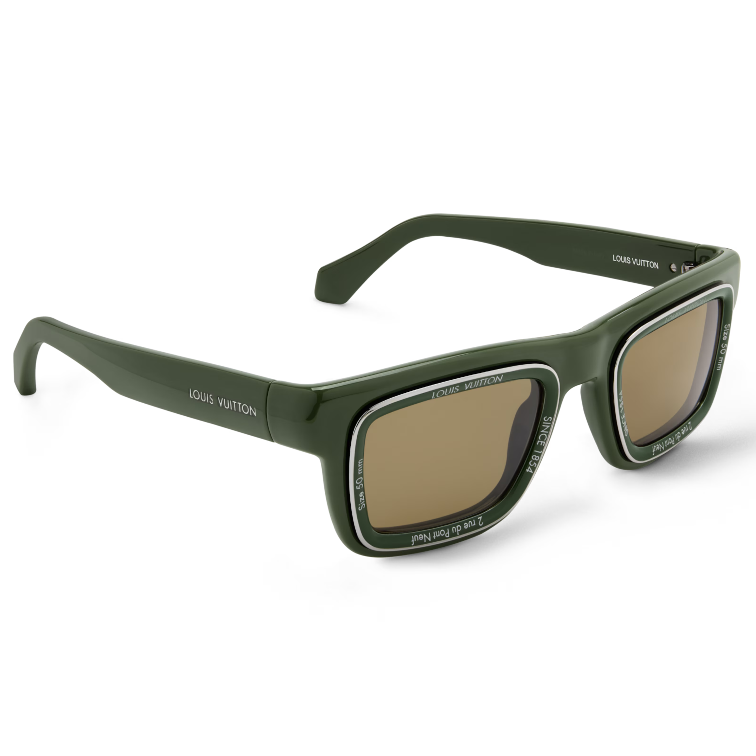 Louis Vuitton Men Square Frame Dark Green Sunglasses
