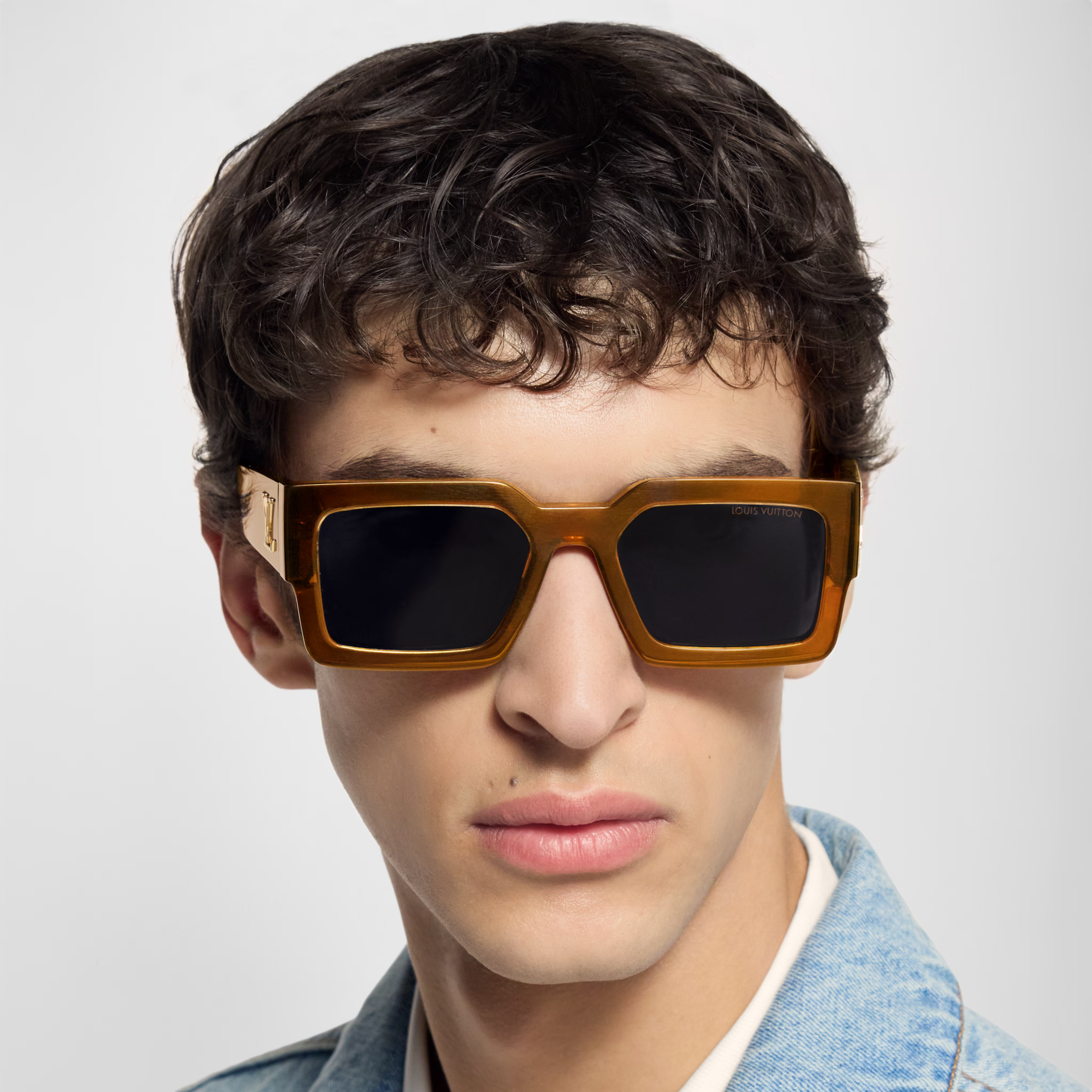 Louis Vuitton Men Square Frame Bronze Sunglasses