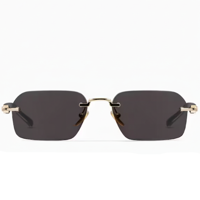 Gucci Men Rectangular Frame Gold Sunglasses