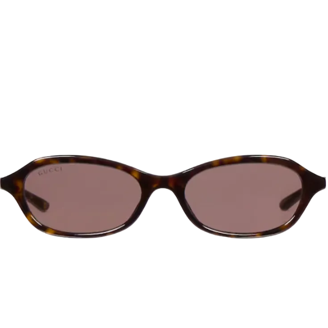 Gucci Women Oval Frame Dark Tortoiseshell sunglasses