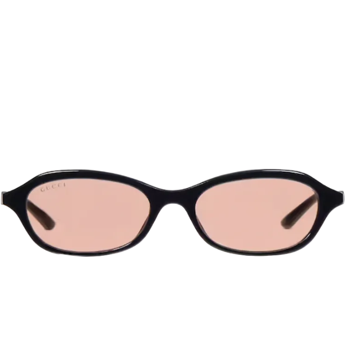 Gucci Women Oval Frame Smoky Black sunglasses