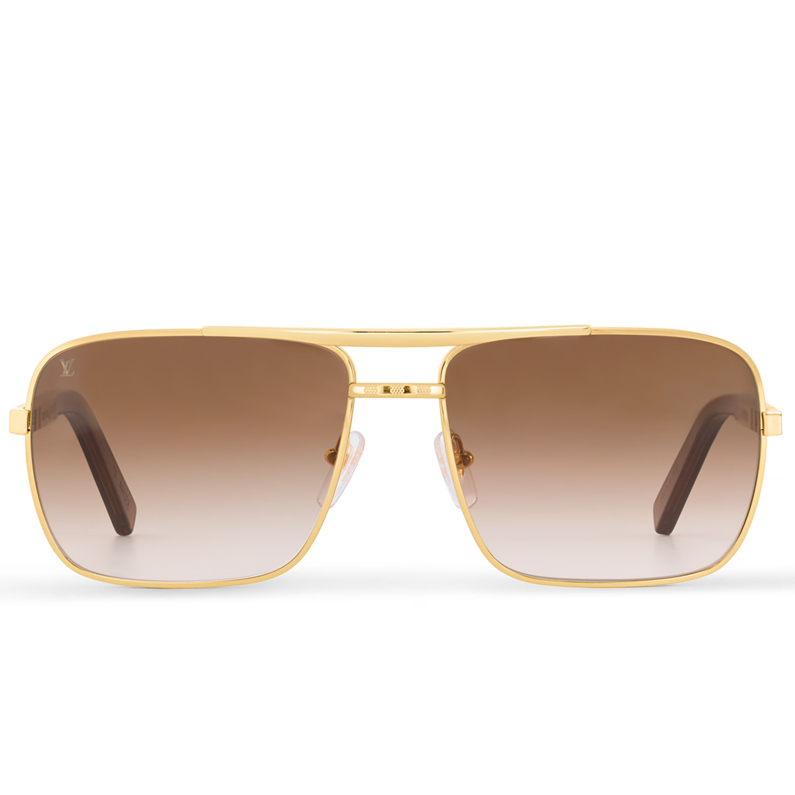 Louis Vuitton Men Square Frame Shiny Gold Sunglasses