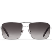 Louis Vuitton Men Square Frame Shiny Silver Sunglasses