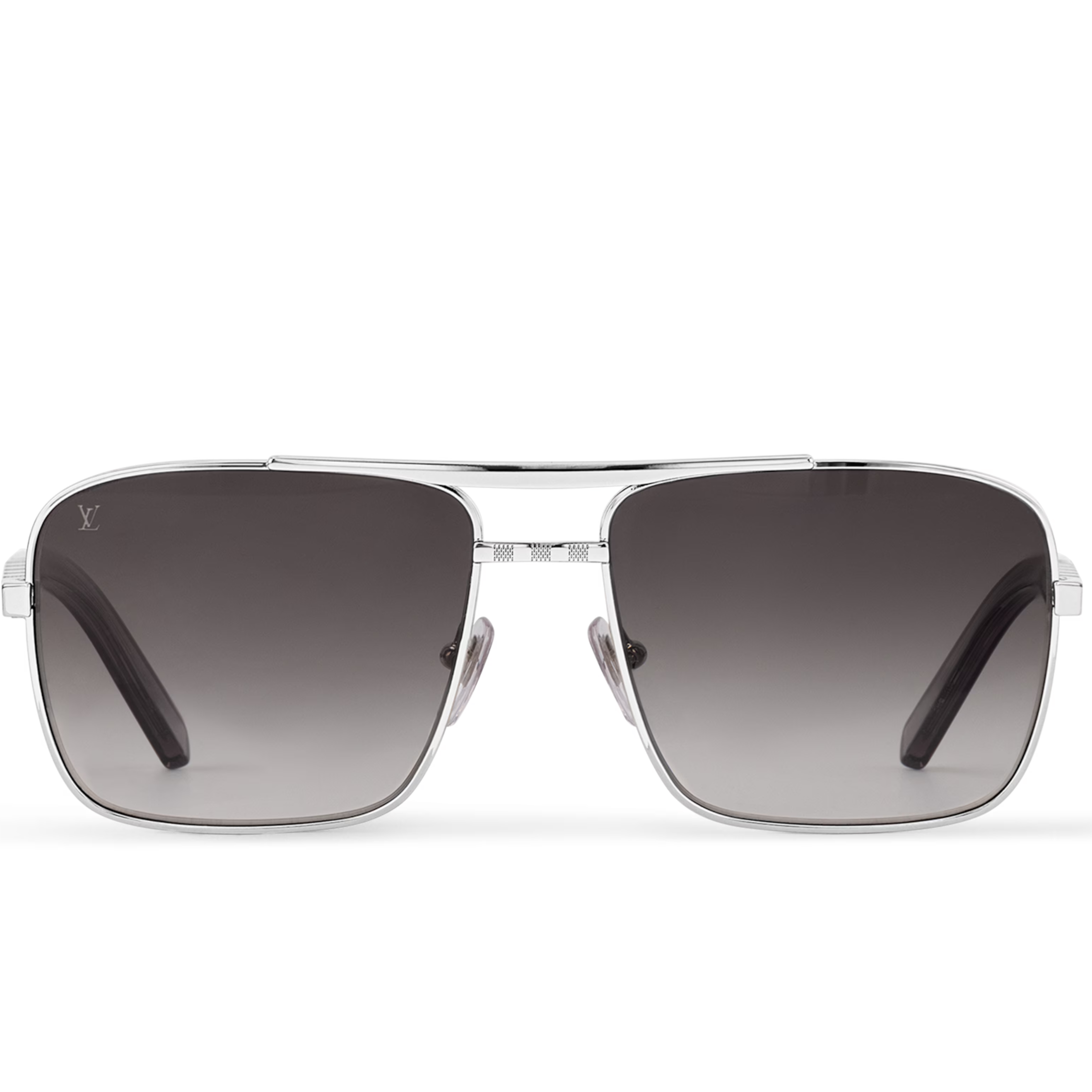 Louis Vuitton Men Square Frame Shiny Silver Sunglasses