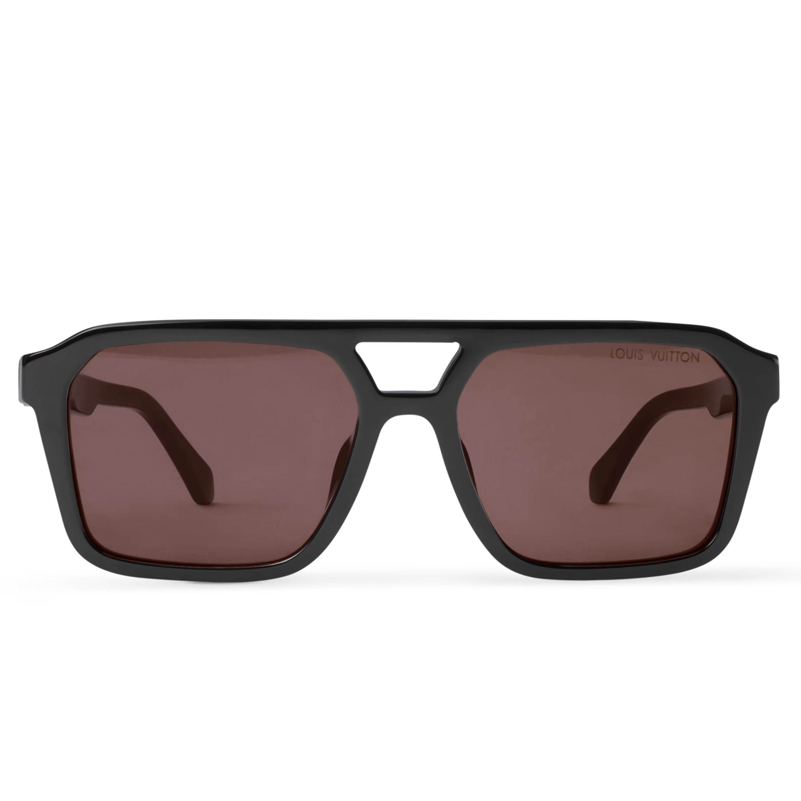 Louis Vuitton Men Square Frame Shiny Dusty Black Sunglasses