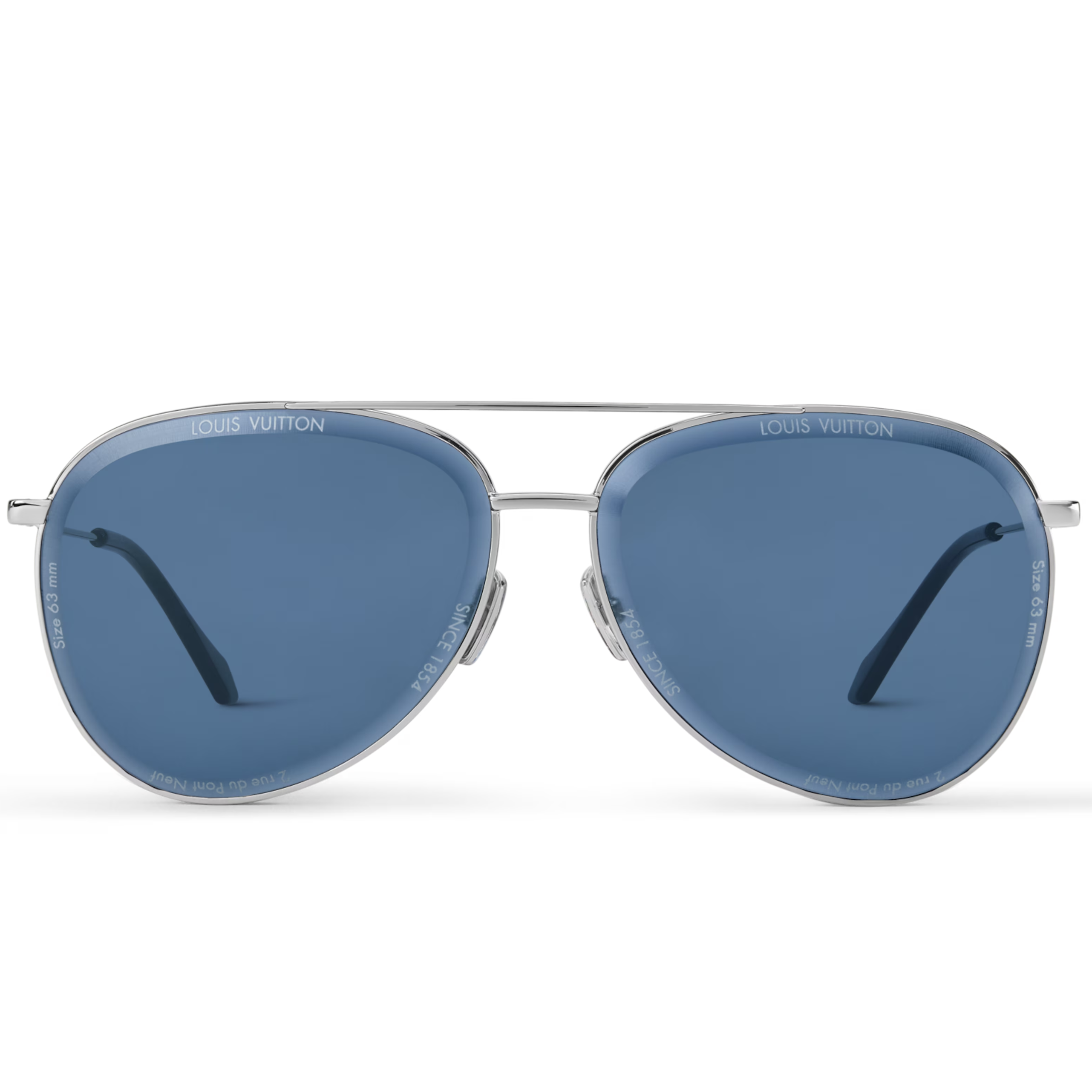 Louis Vuitton Men Pilot Frame Shiny Silver Sunglasses