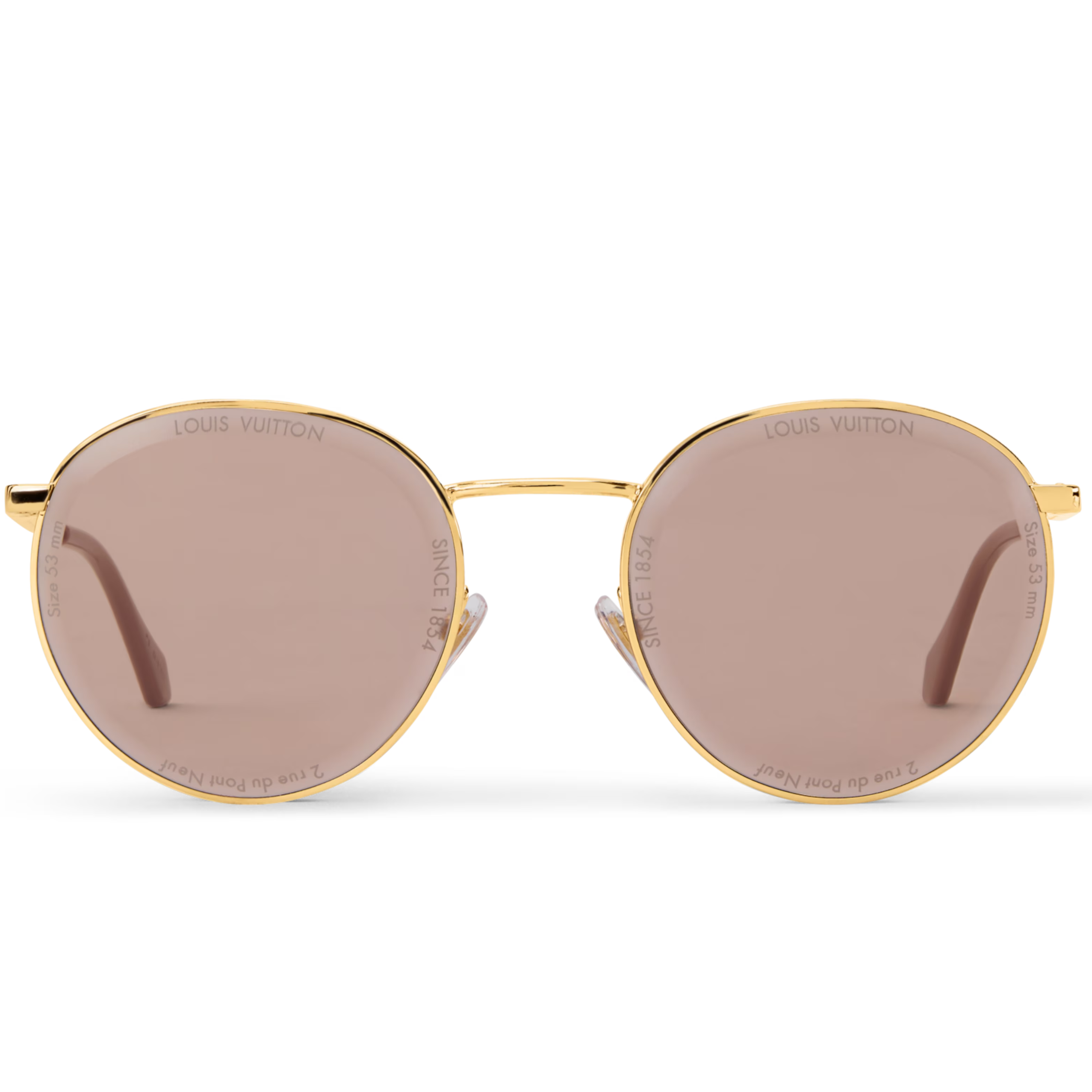 Louis Vuitton Men Round Frame Shiny Gold Sunglasses