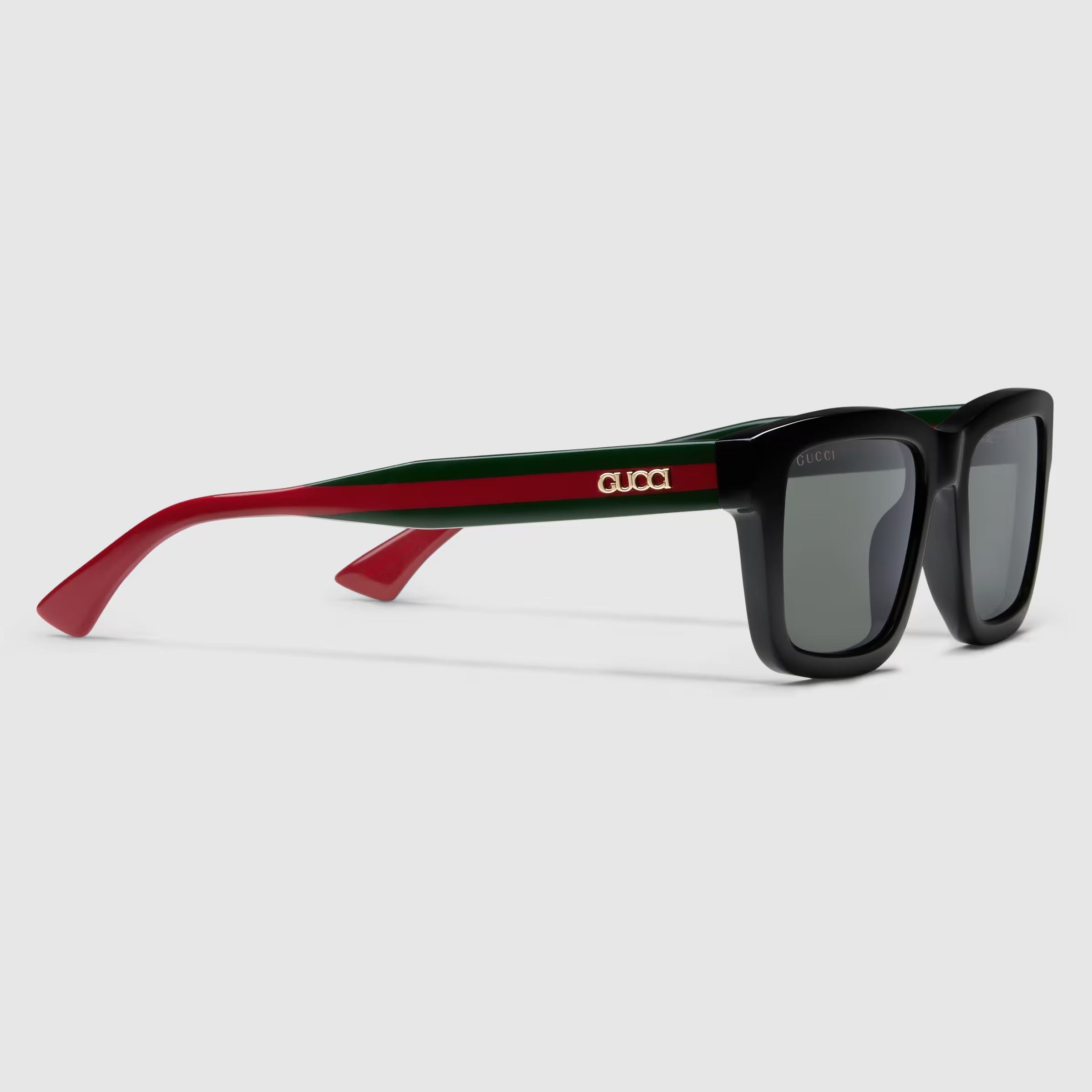 Gucci Men Rectangular Frame Matt Back Sunglasses