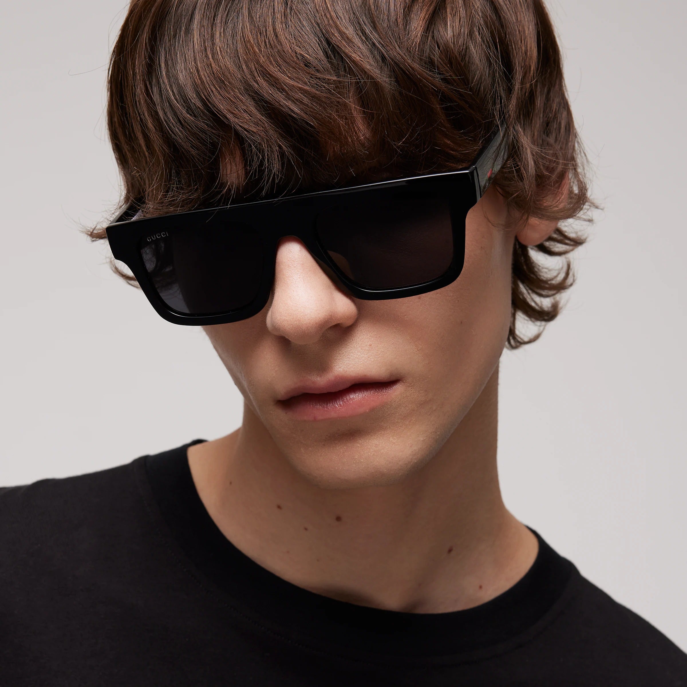 Gucci Men Square Frame Black Sunglasses