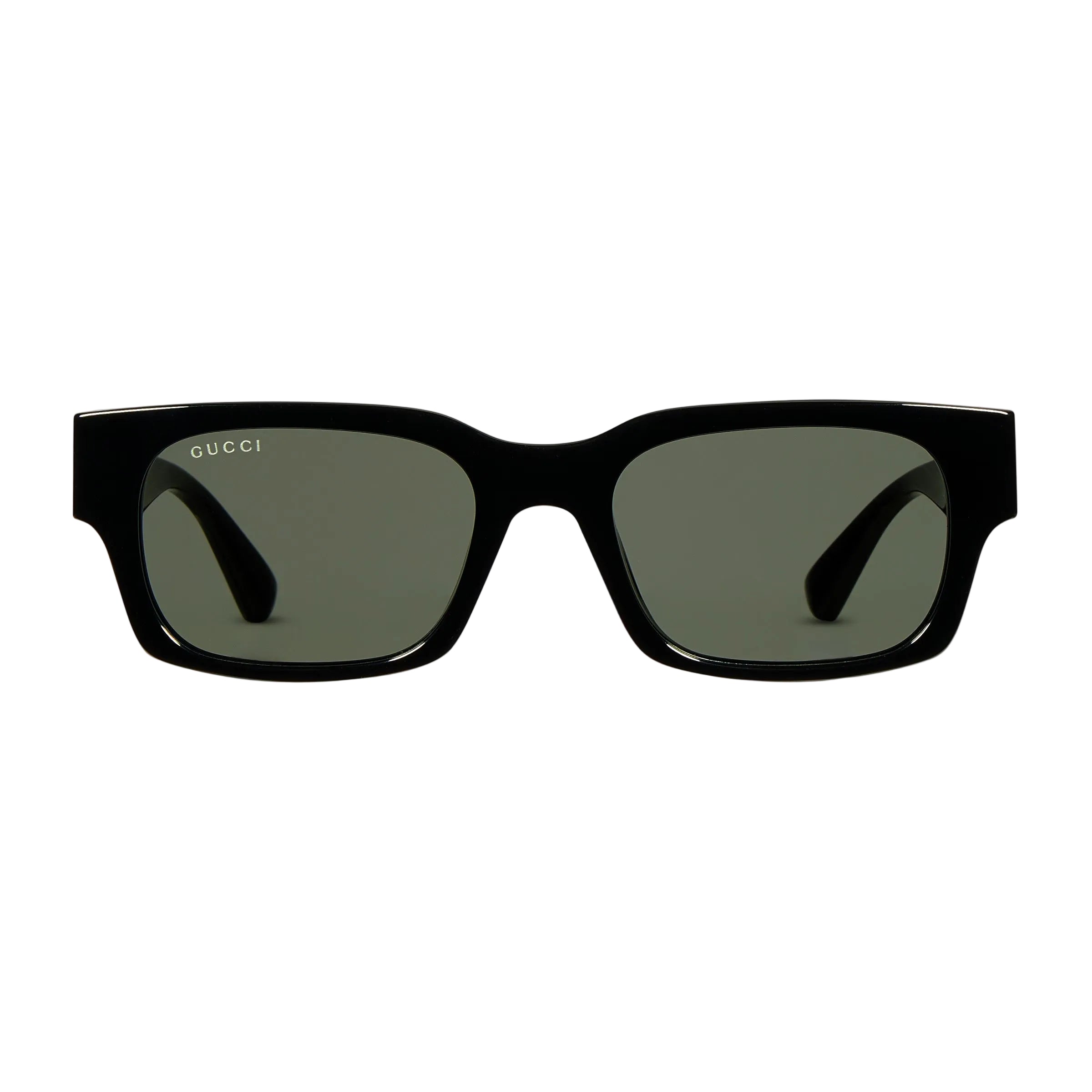 Gucci Men Rectangular Frame Smoky Black Sunglasses