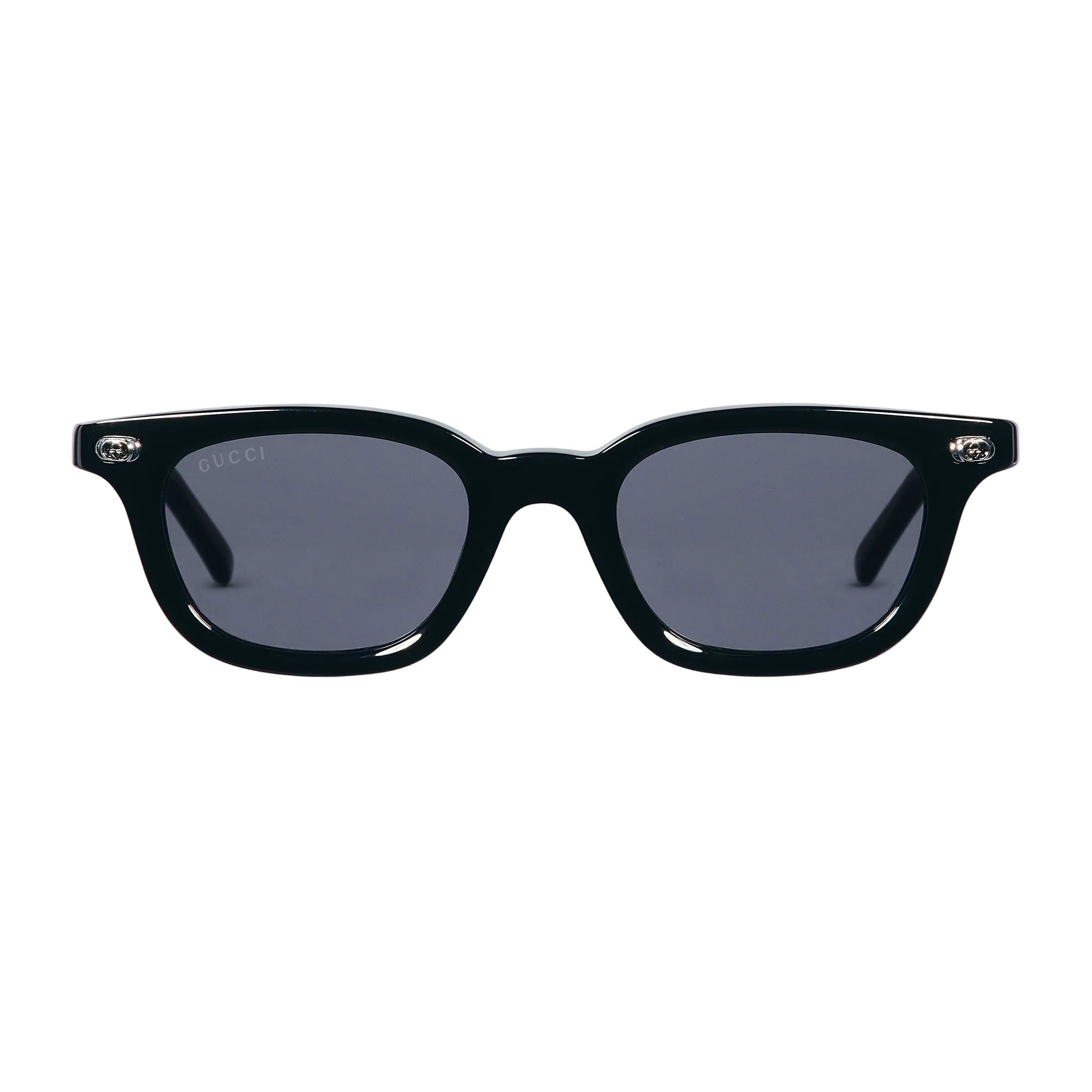 Gucci Men Oval Frame Polish Black Sunglasses
