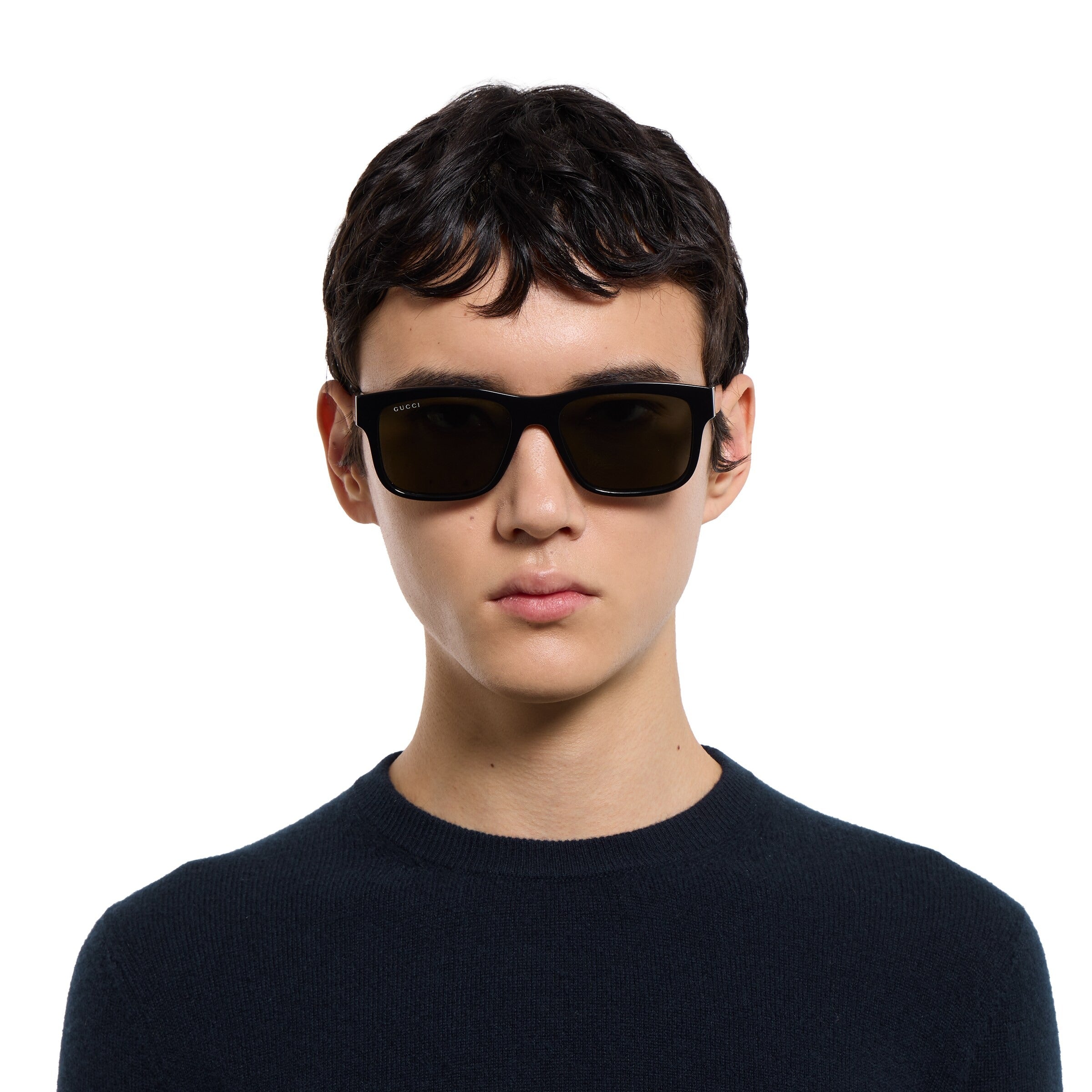 Gucci Men Rectangular Frame Grey Sunglasses
