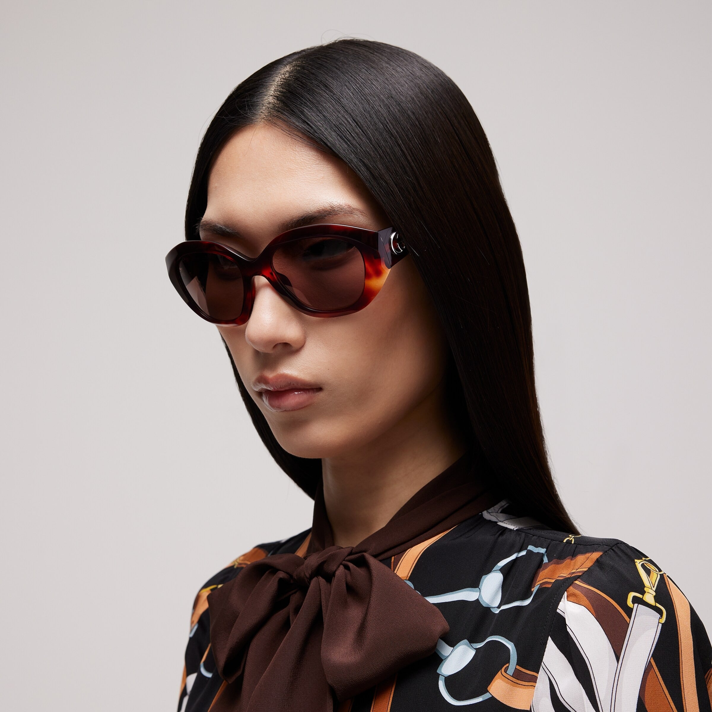 Gucci Women Geometric Frame Brown Sunglasses