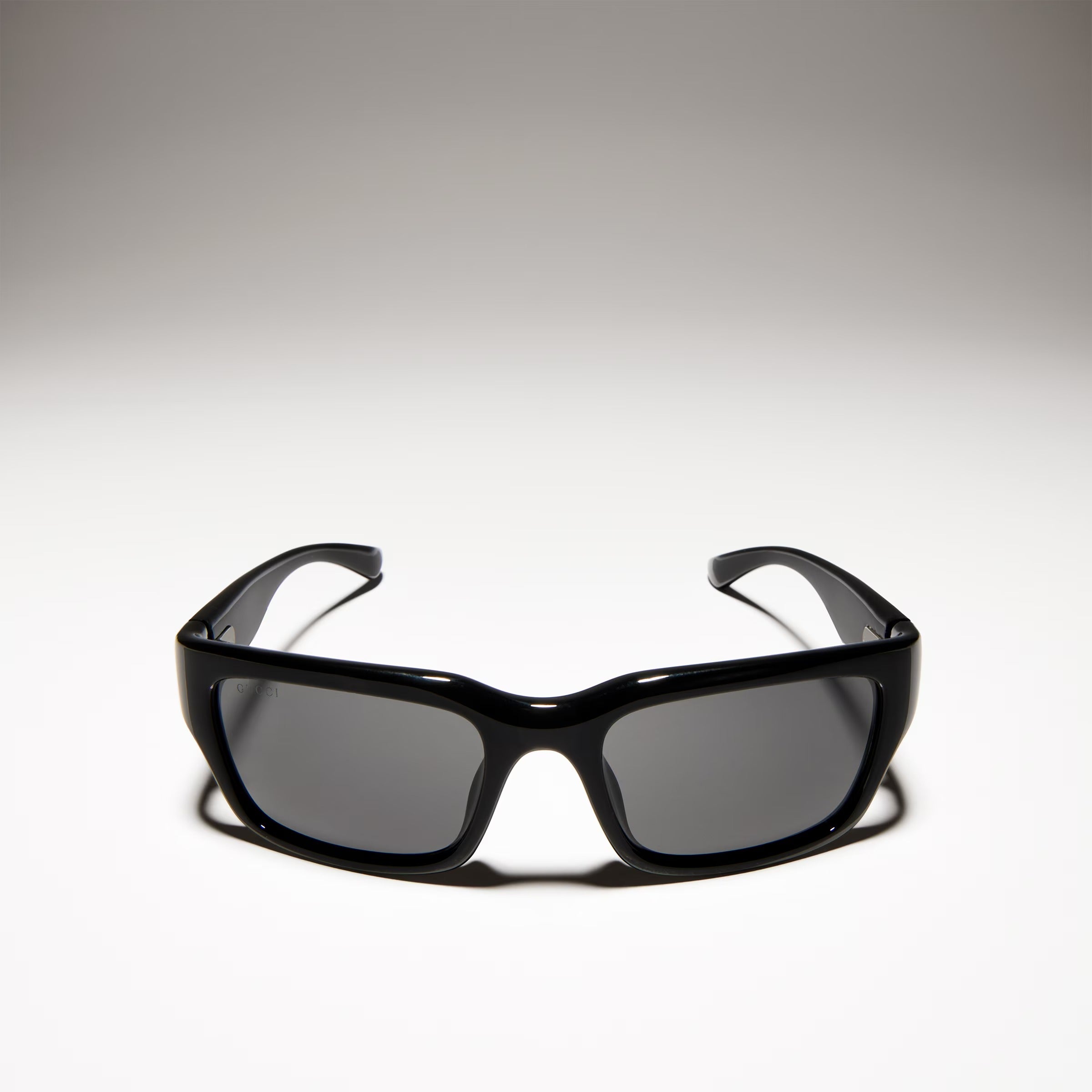 Gucci Men Rectangular Frame Deep Black Sunglasses