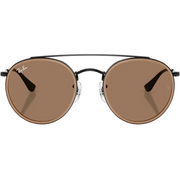 Ray Ban Men Round Frame Shiny Polished Black Sunglasses