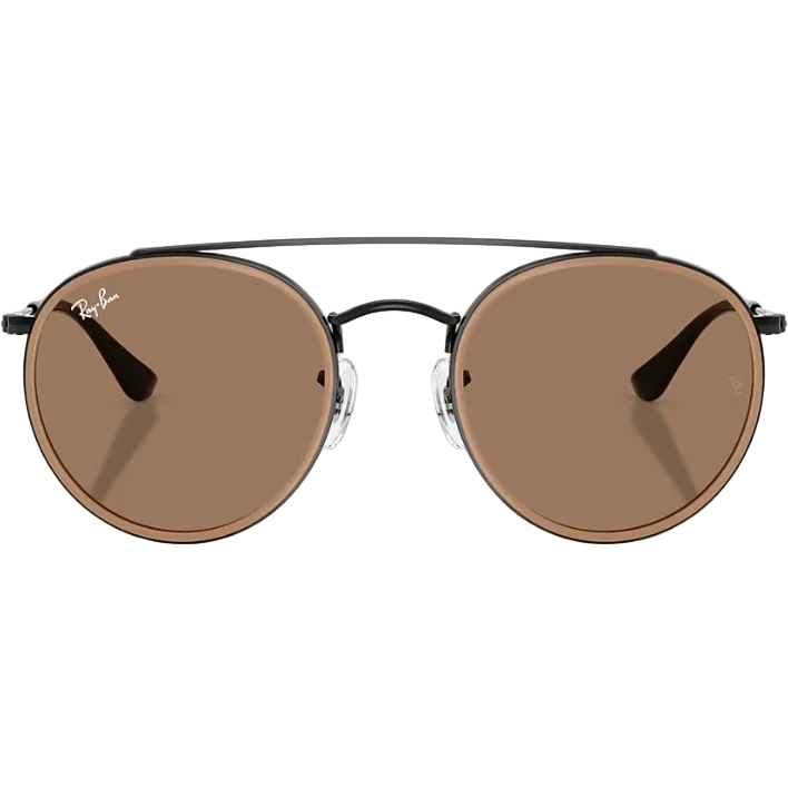 Ray Ban Women Round Frame Shiny Black Sunglasses