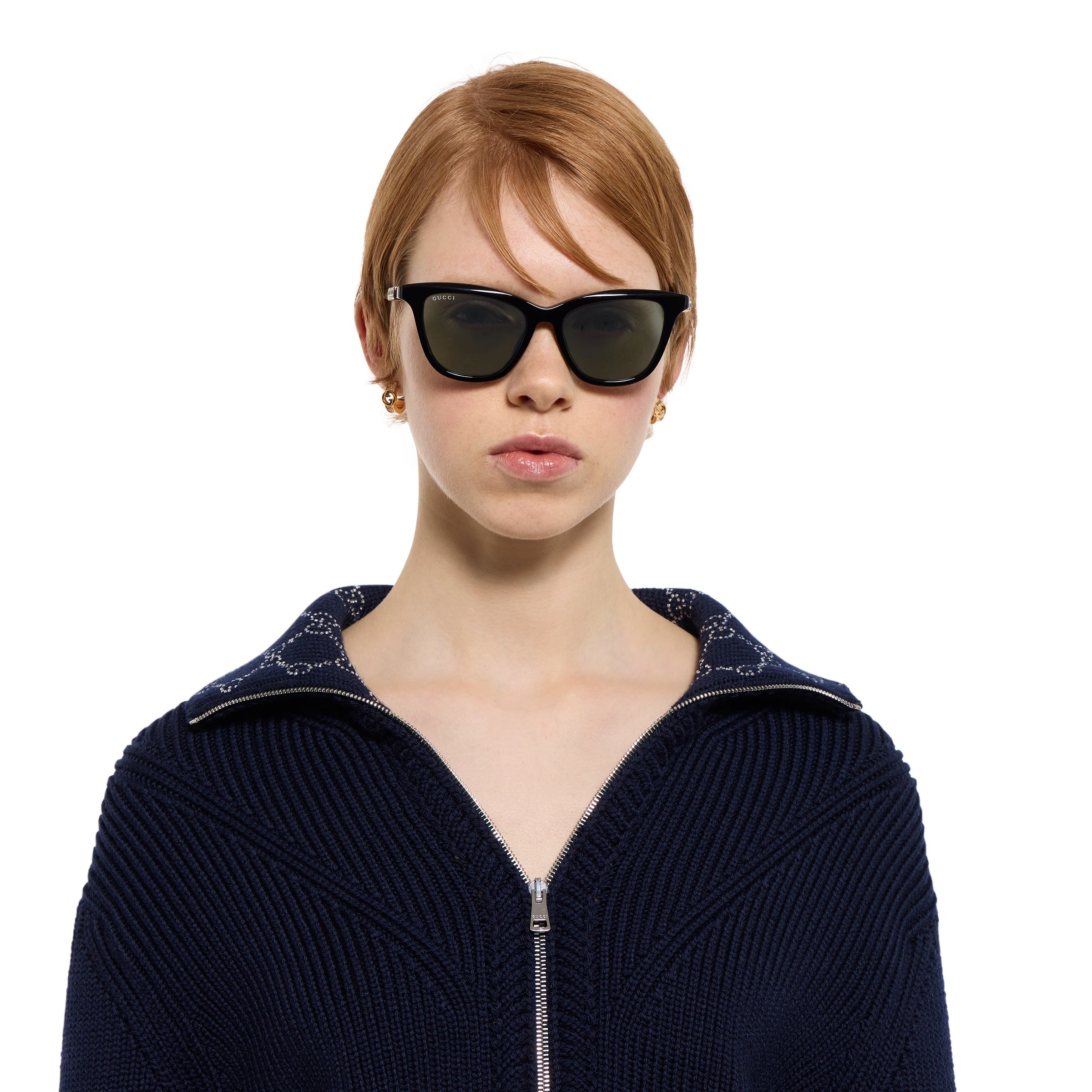 Gucci Women Cat Eye Black Sunglasses