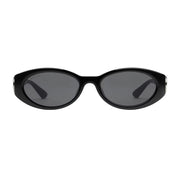 Gucci Women Oval Frame Deep Shiny Black Sunglasses