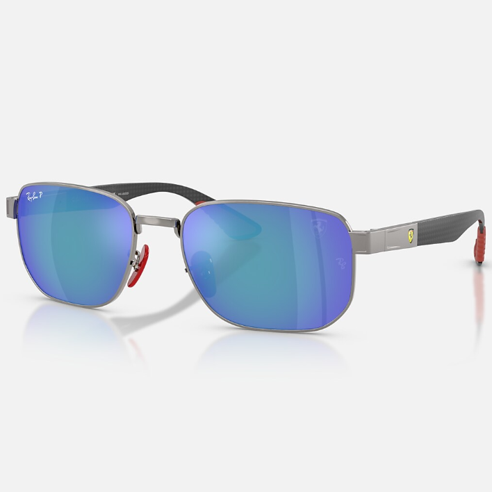 Ray Ban Men Irregular Frame Polished Shiny Gunmetal Sunglasses