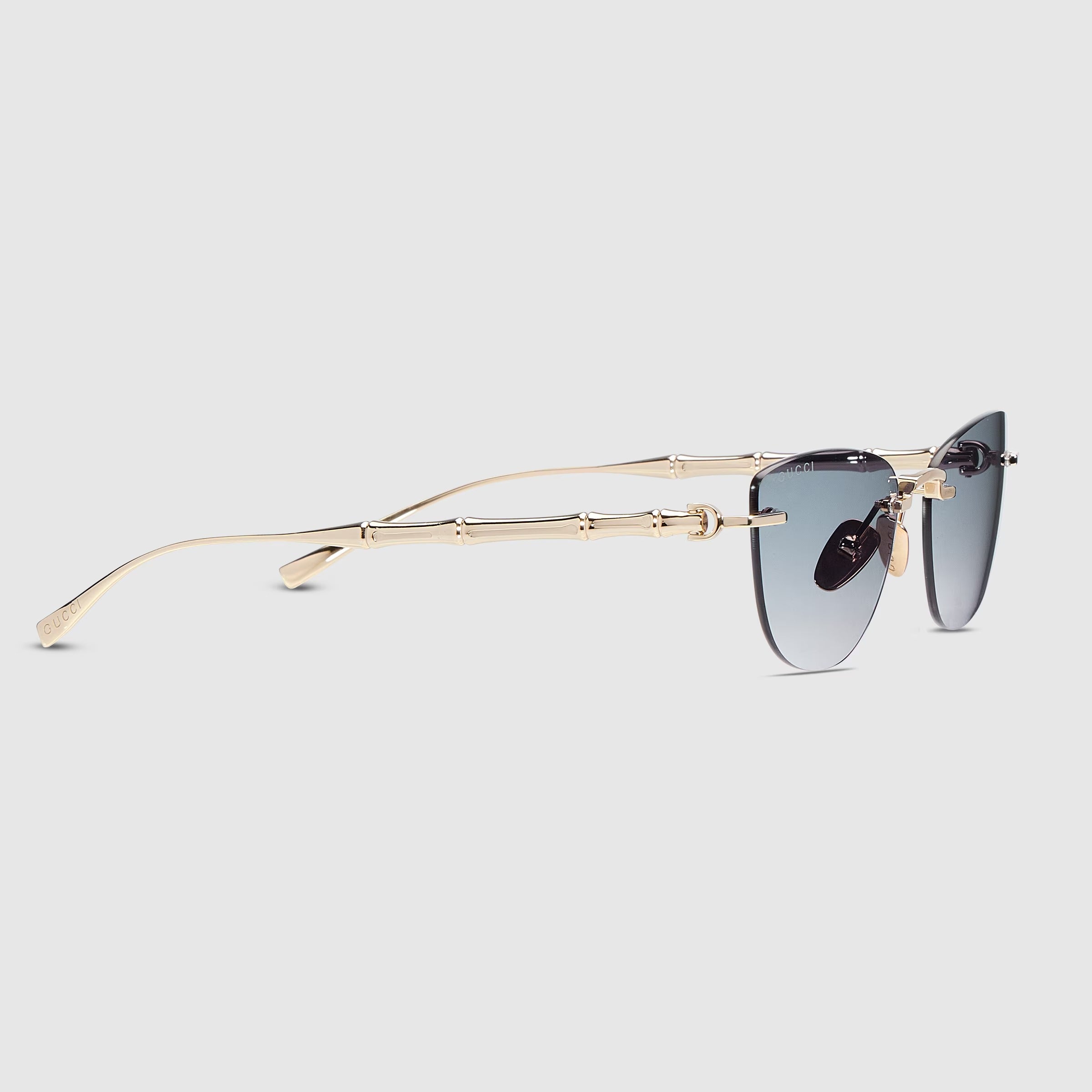 Gucci Women Cat-eye Frame Shiny Gold Tone sunglasses