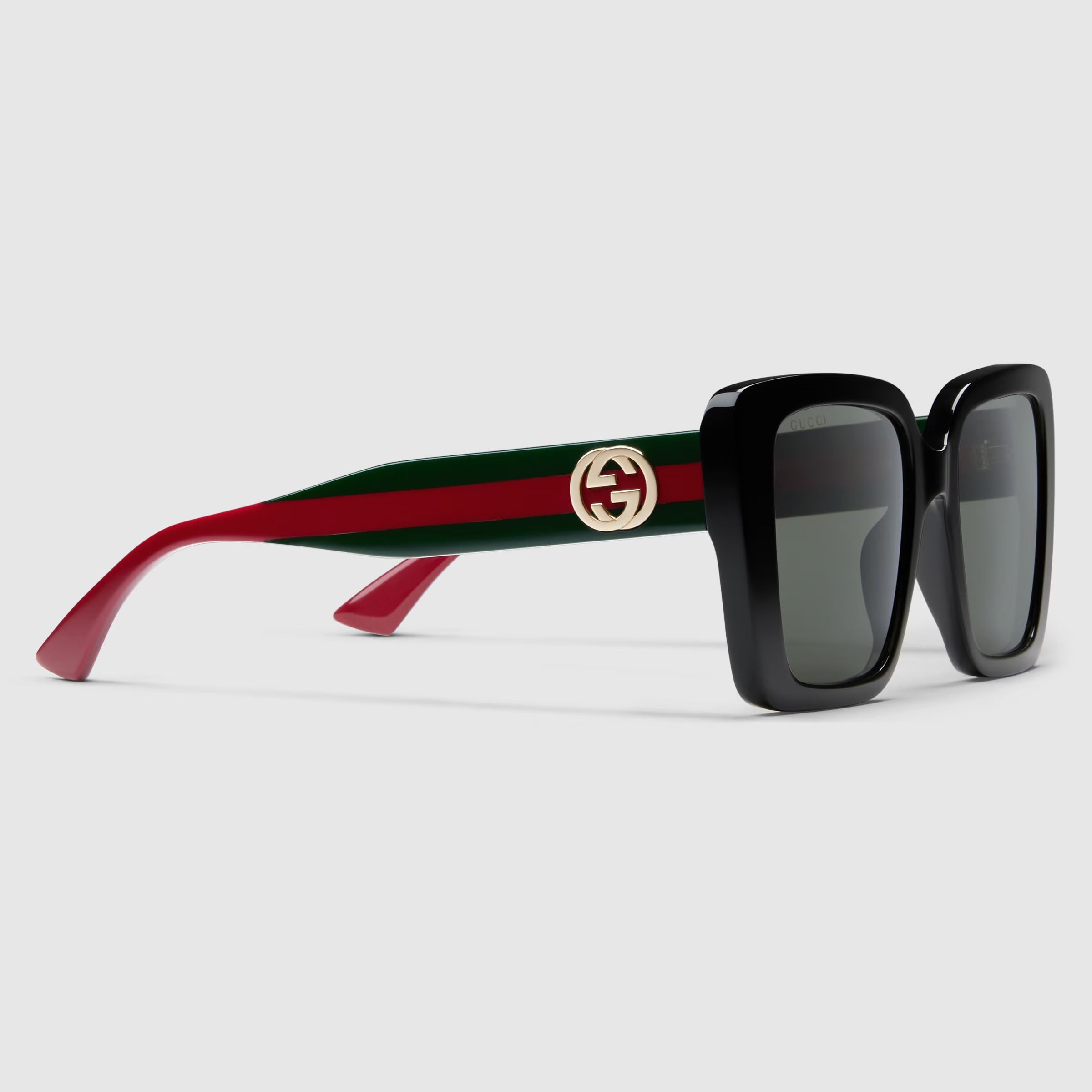 Gucci Women Square Frame Deep Shiny Black Sunglasses